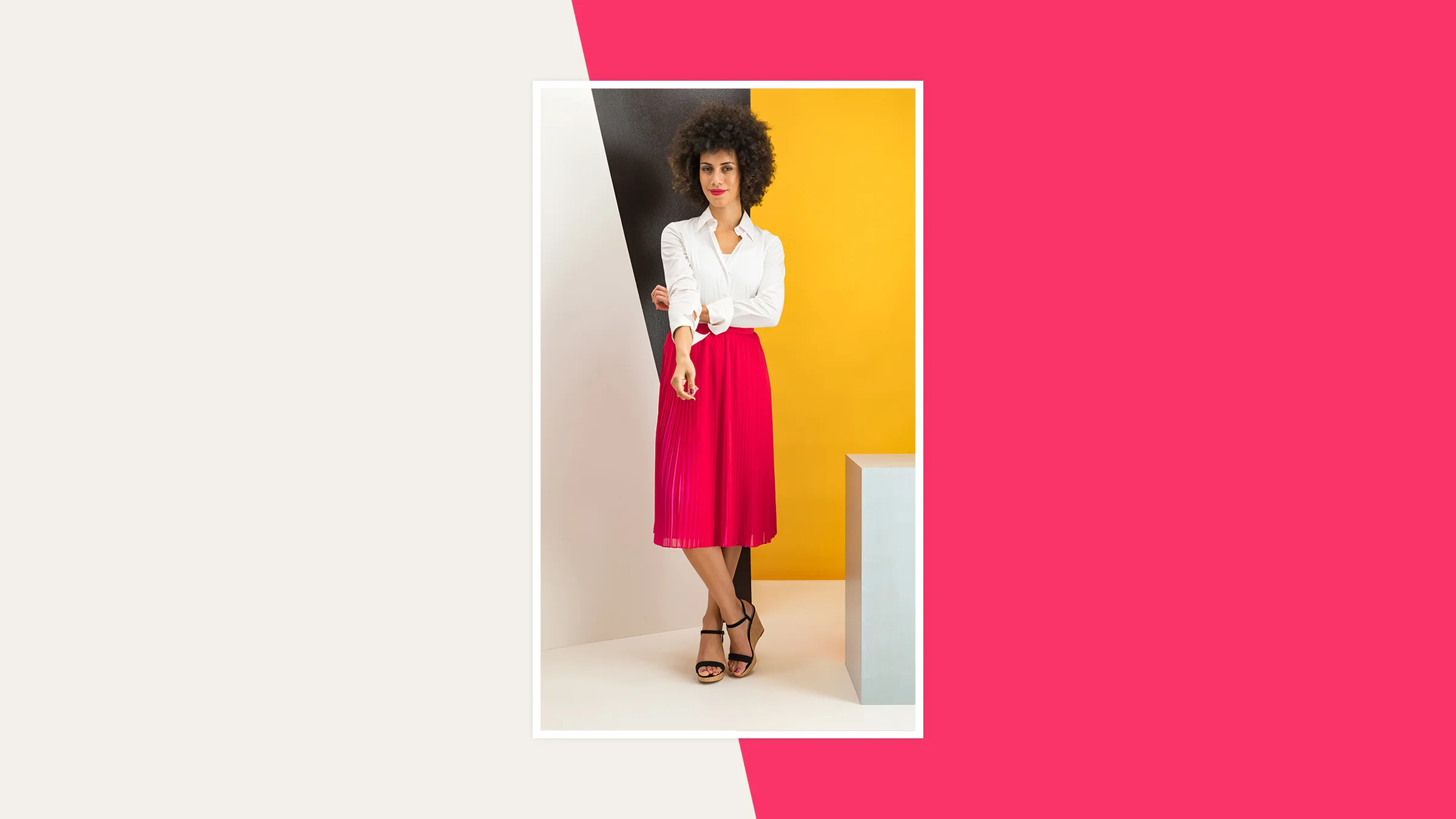 Rolling up the sleeves of the shirt your model's wearing is a great way to diversify a look.