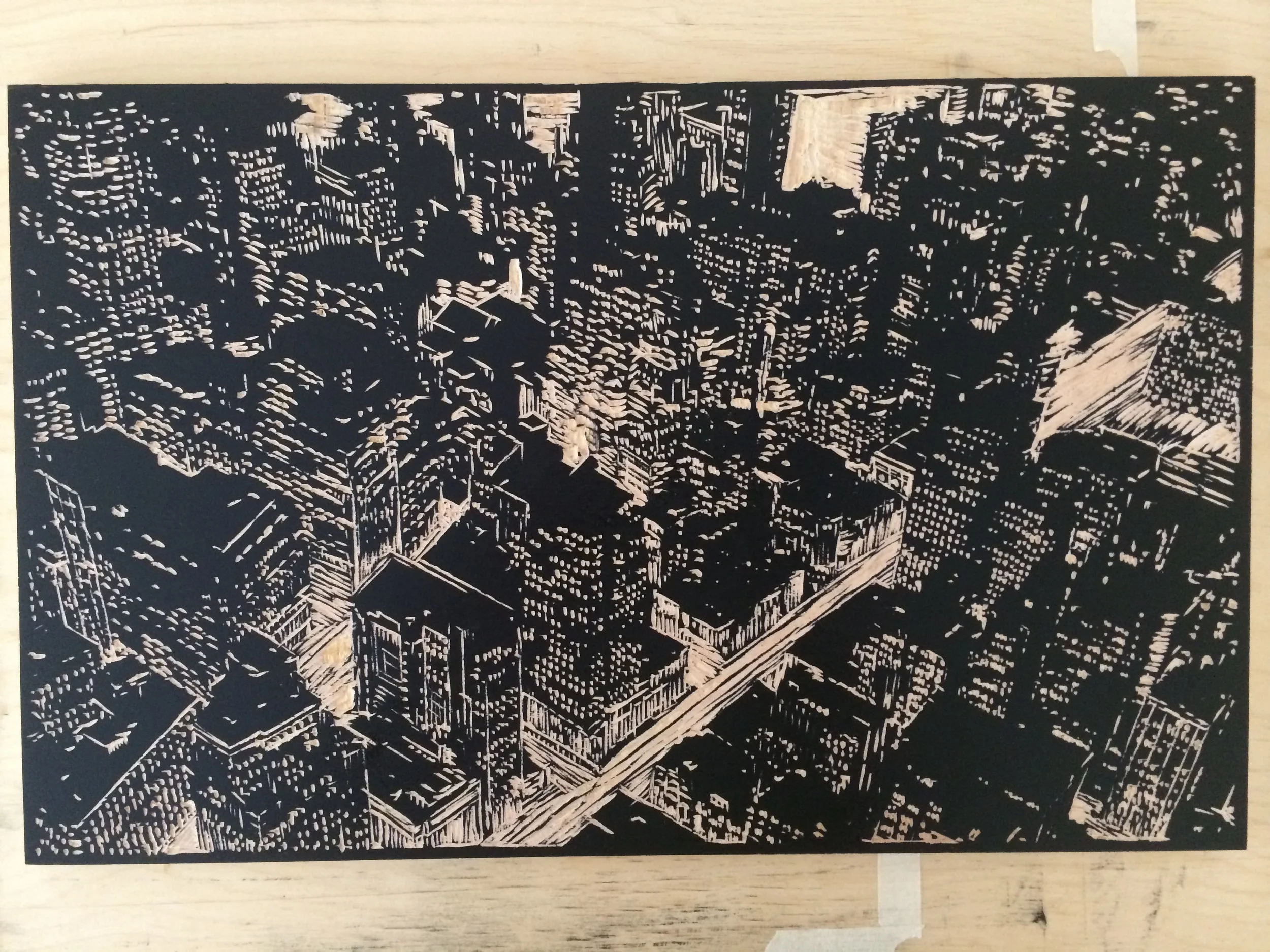 Original Woodblock with ink still on surface