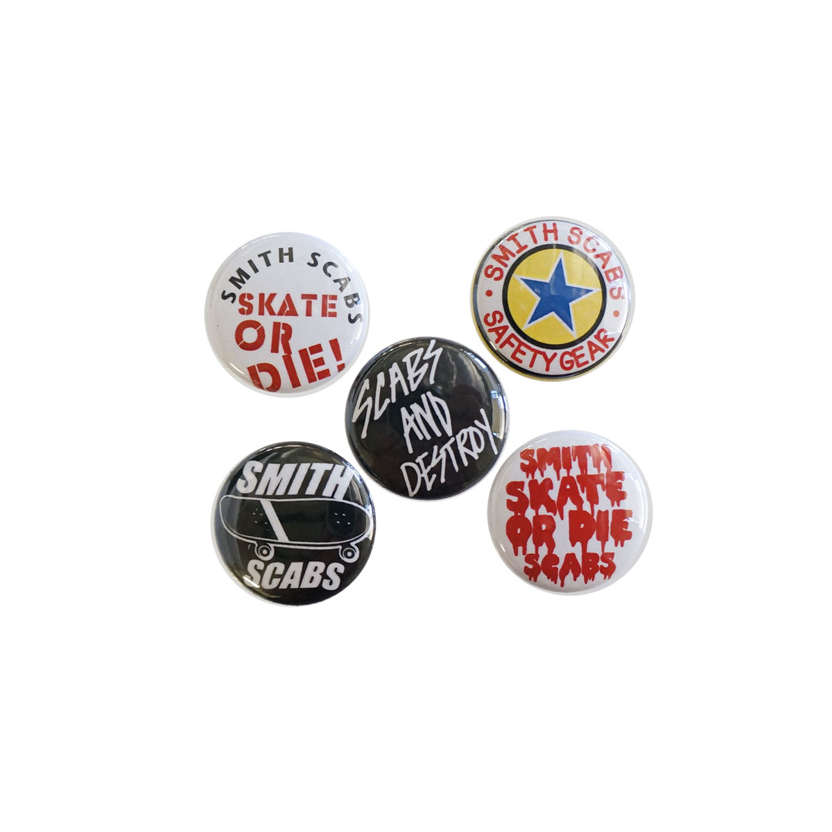 1" Skate Buttons 5 Pack