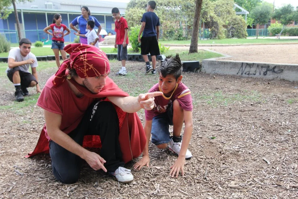 Superhero Jereme Sanders, of Parkour San Antonio, pointing the way!