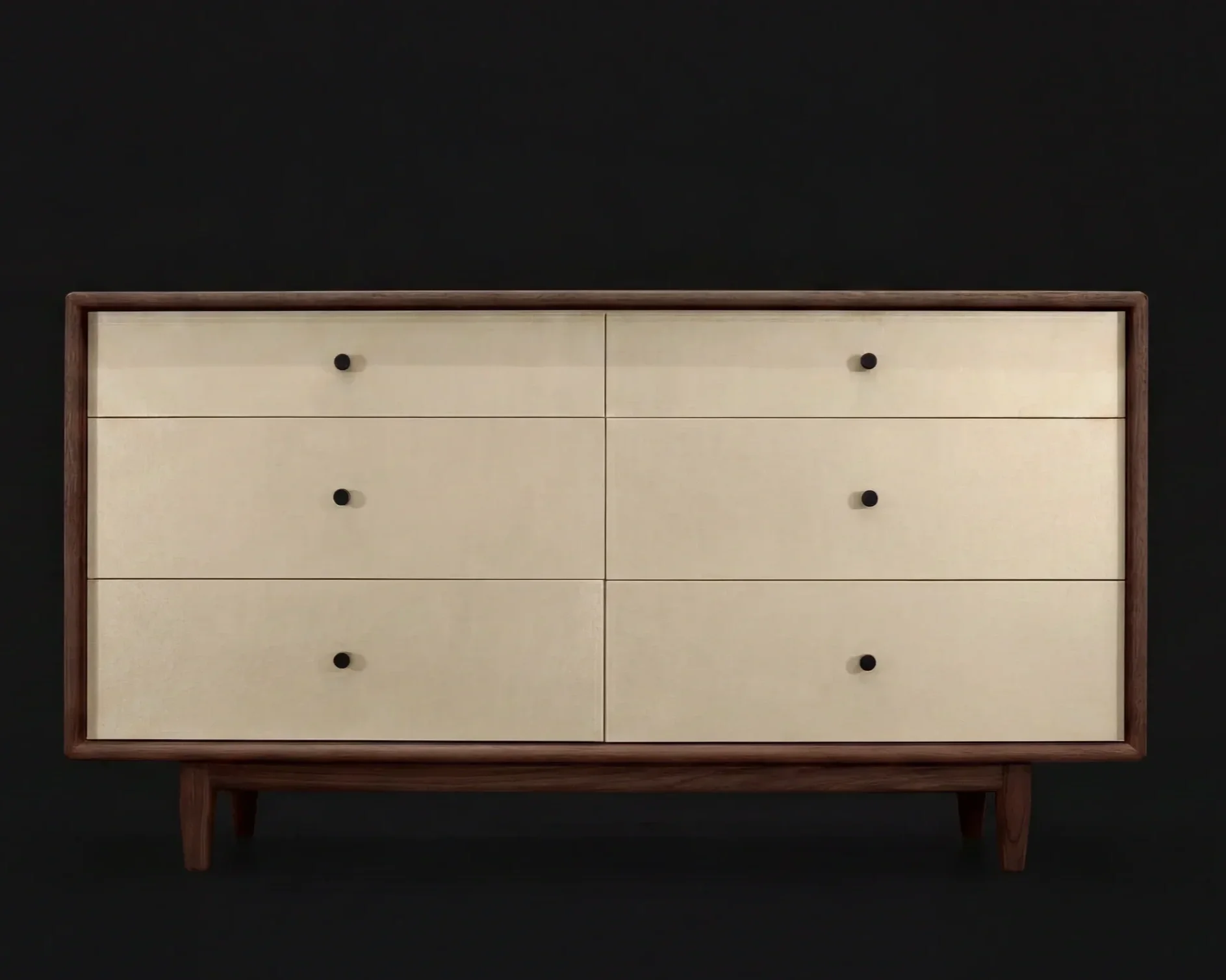 Walnut Dresser with Leather Faces