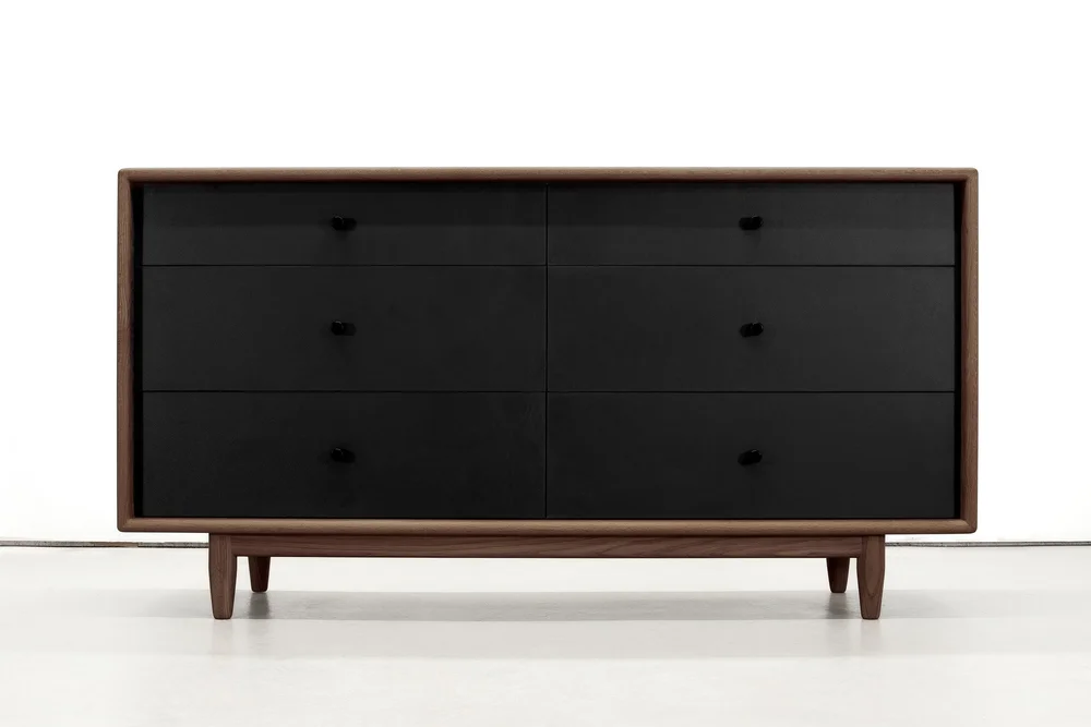Modern Walnut Dresser w/ Leather Faces | Custom Fine Hardwood Furniture Modern Walnut Dresser w/ Leather Faces | Custom Fine Hardwood Furniture