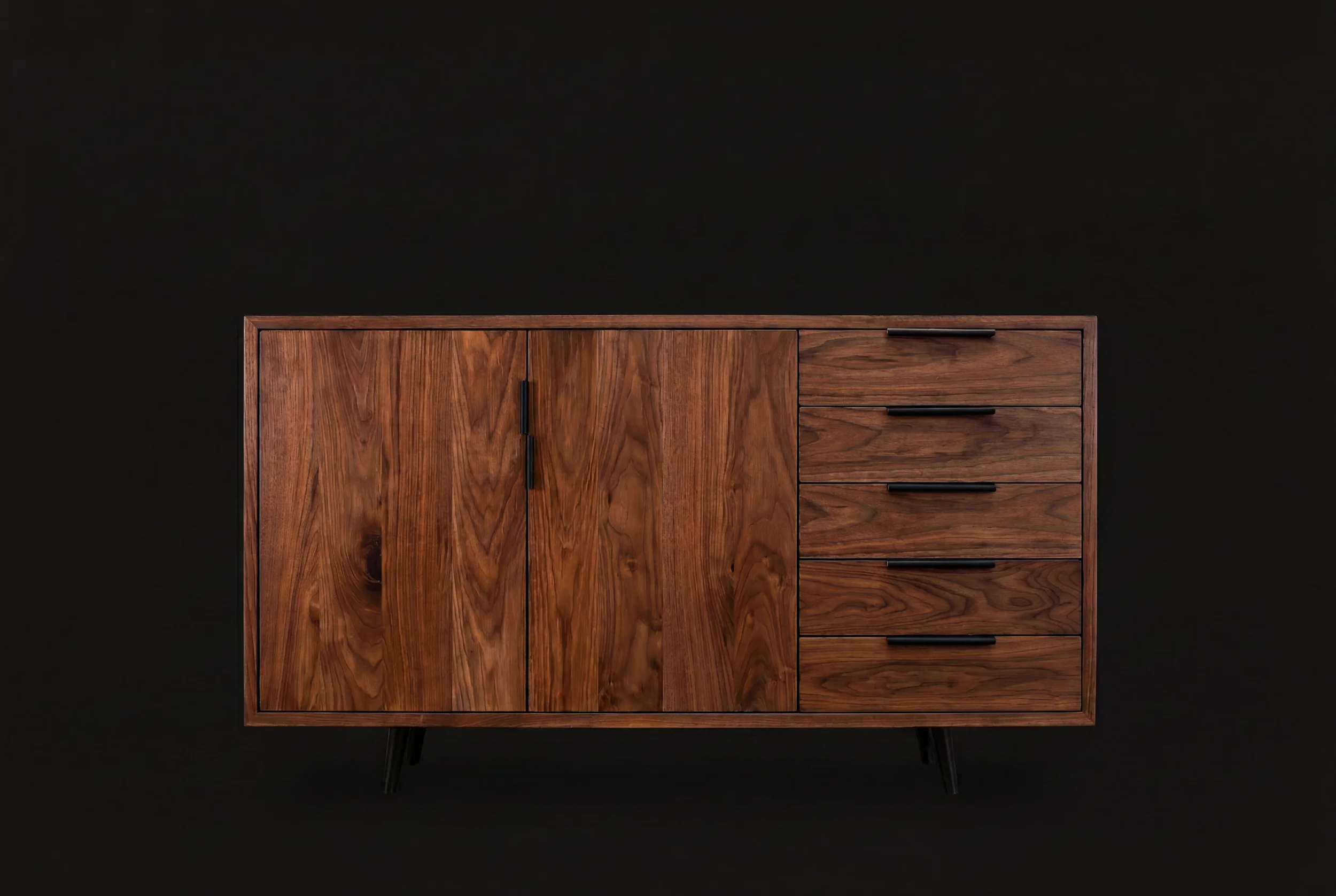 Walnut 5 Drawer Sideboard