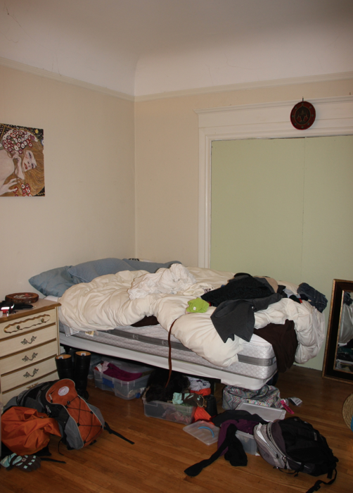 Before: Always on the go, Kira's belongings and furniture were haphazardly placed in her bedroom, creating a sense of chaos and discord rather than relaxation or intimacy.