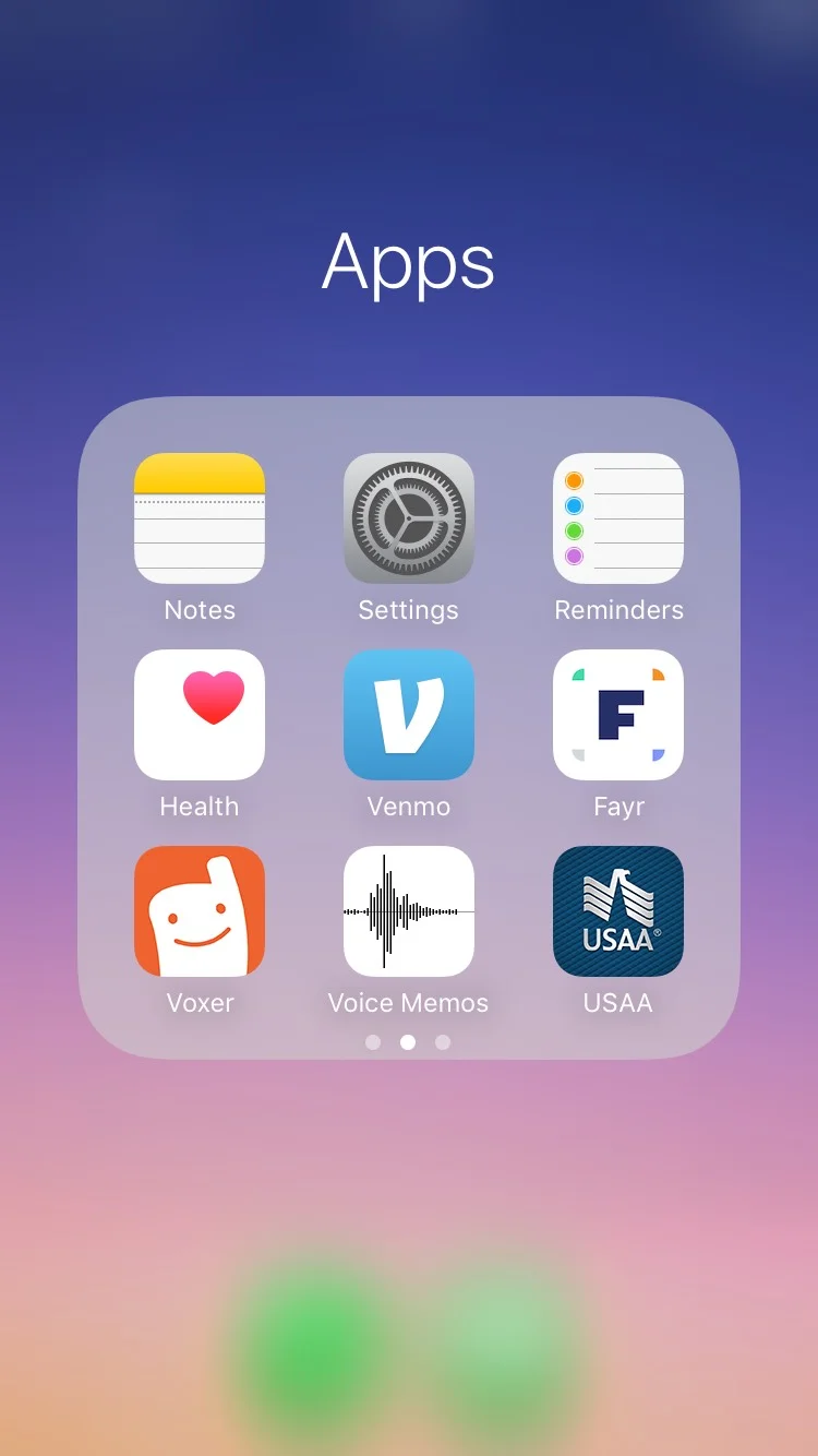 5. My second page of apps are less frequently used/mostly used for work purposes.