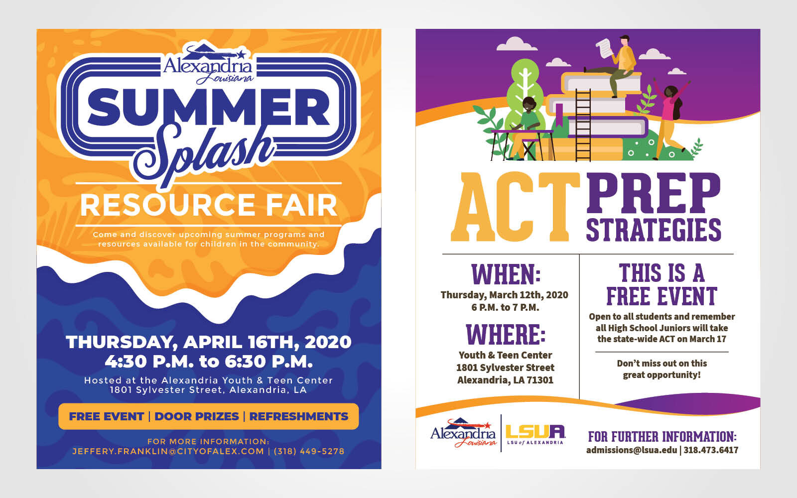 Summer Splash Resource Fair Flyer (Left) / ACT Prep Flyer (Right)
