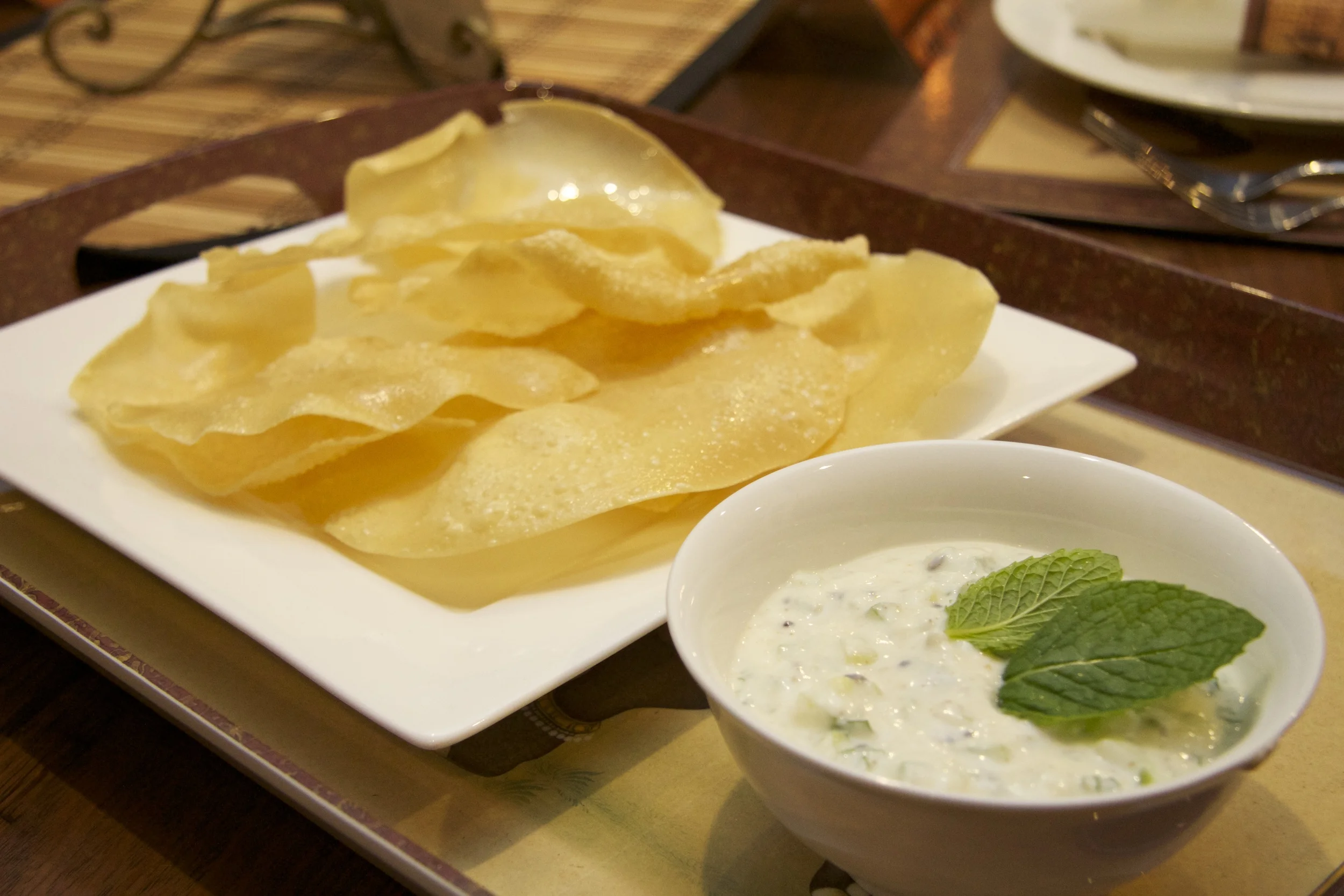 Cucumber and Mint Raita with Pappadums