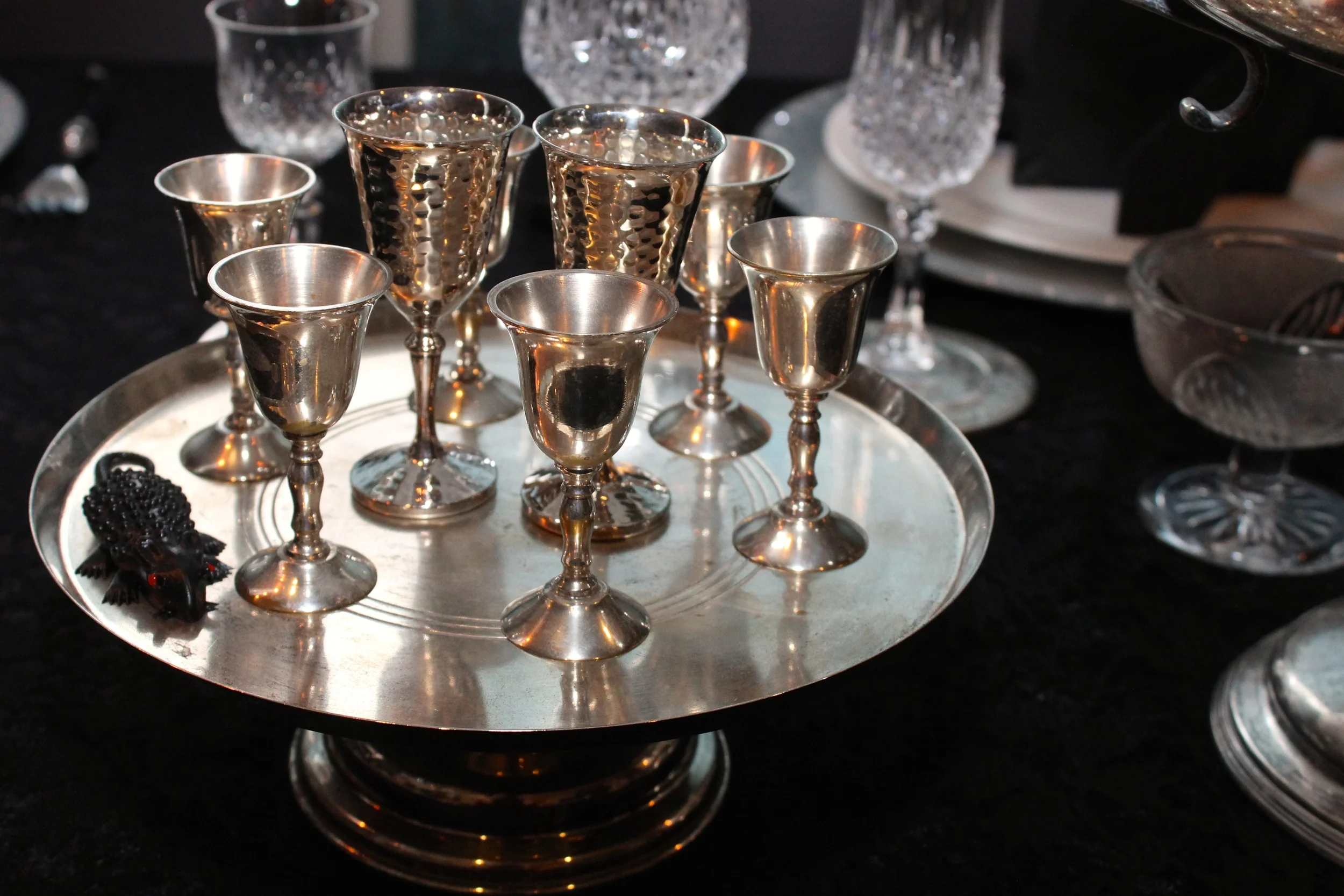 Gothic Party - Silver Sherry goblets