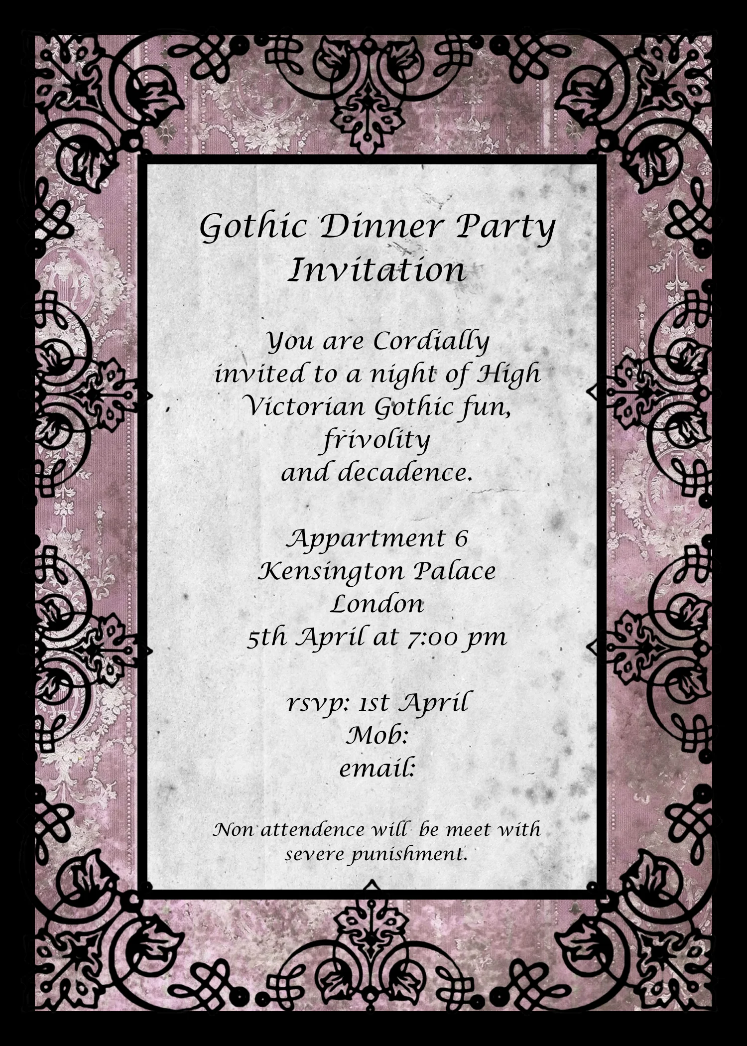 Gothic Dinner Party - Invitation