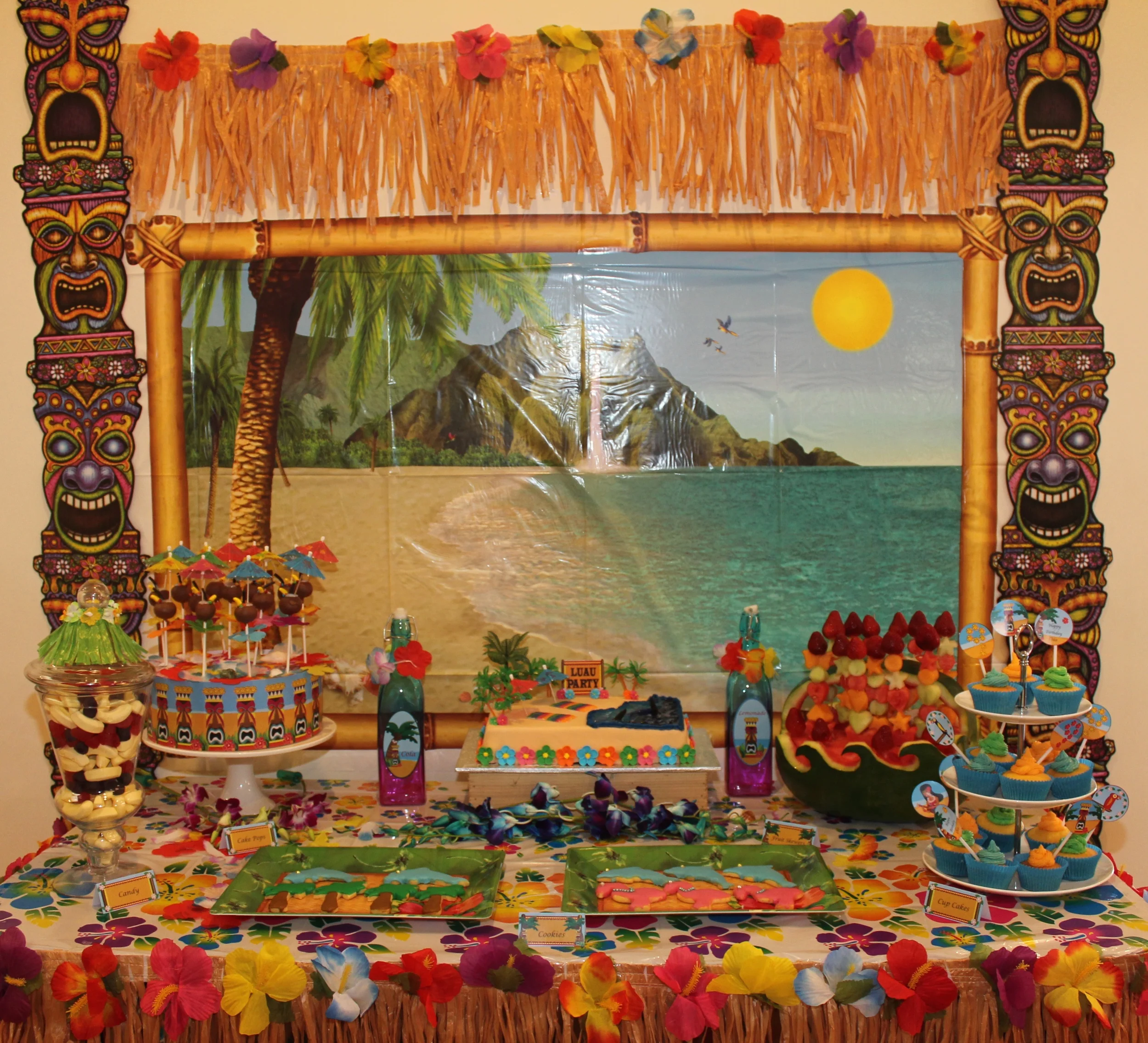 Hawaiian Luau  Party  with Desert Table and Games Chic Party  Ideas 