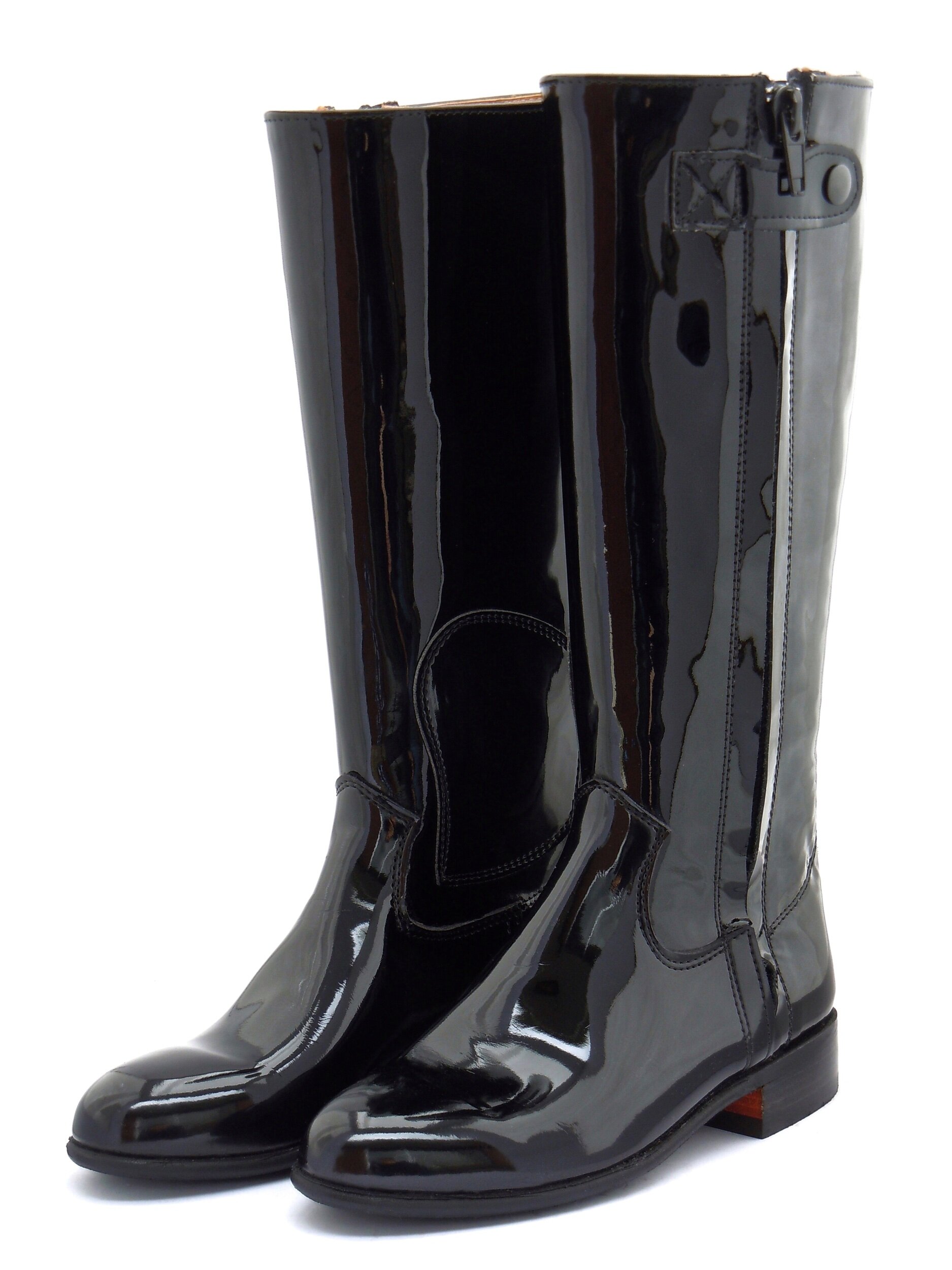 Patent Leather Track Boots (Front)