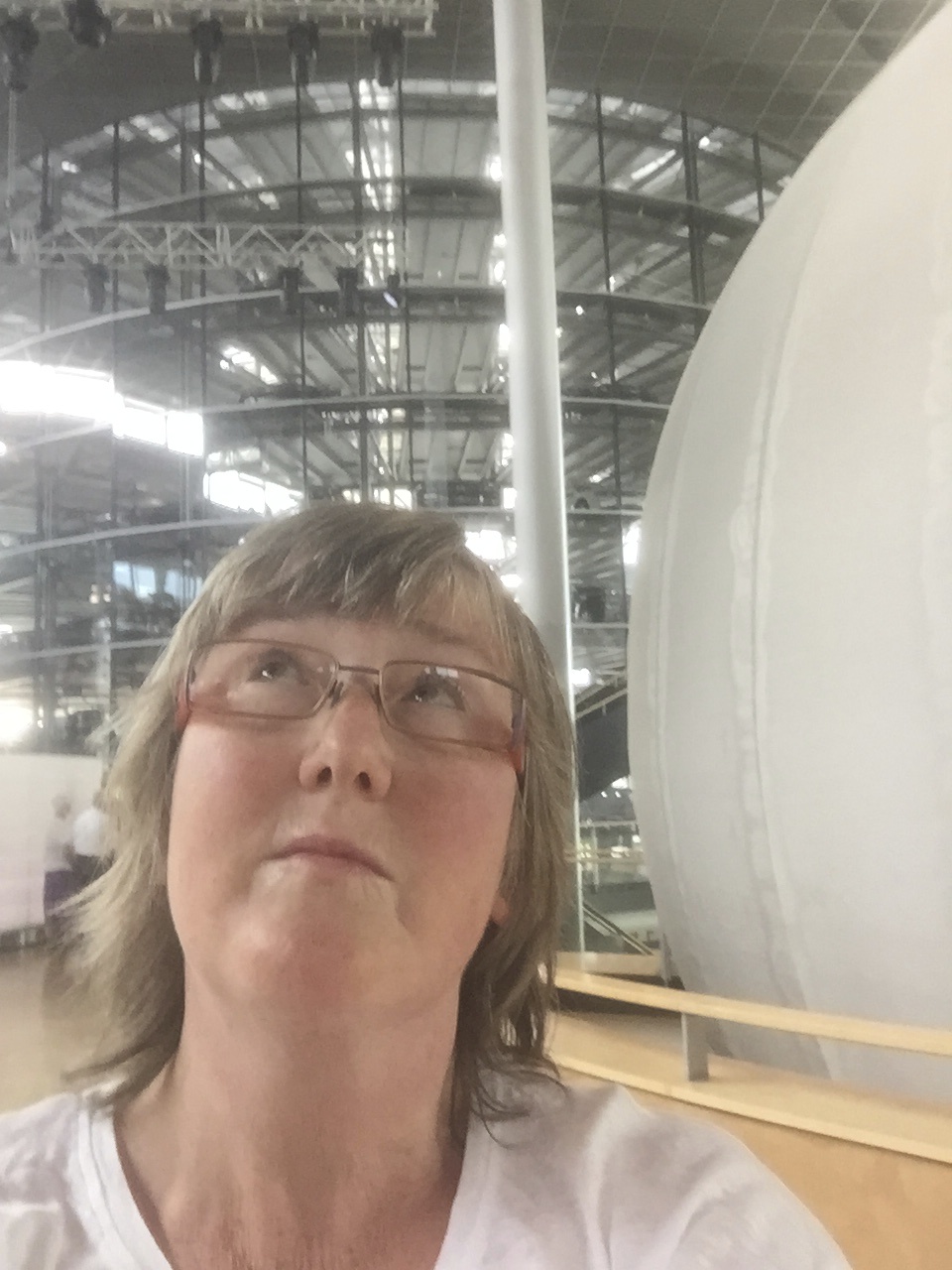 Selfie at the mostly automated Volkswagen glass factory in Dresden