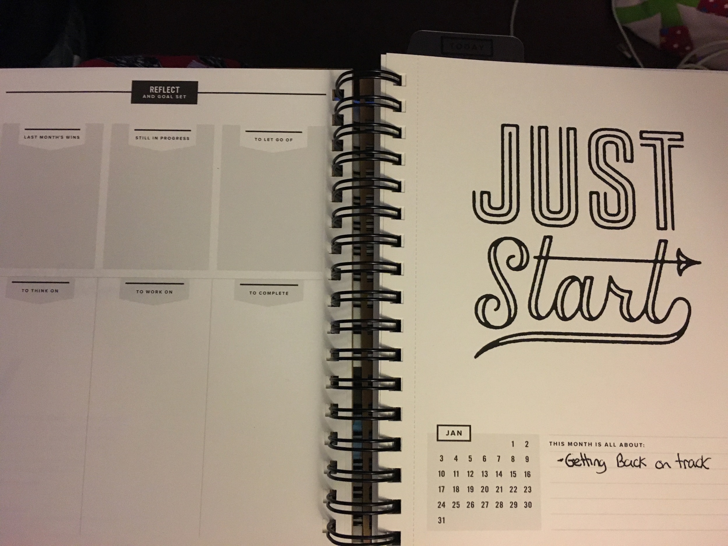This is an example of the inside of each month, enabling chance to reflect on the previous month! 
