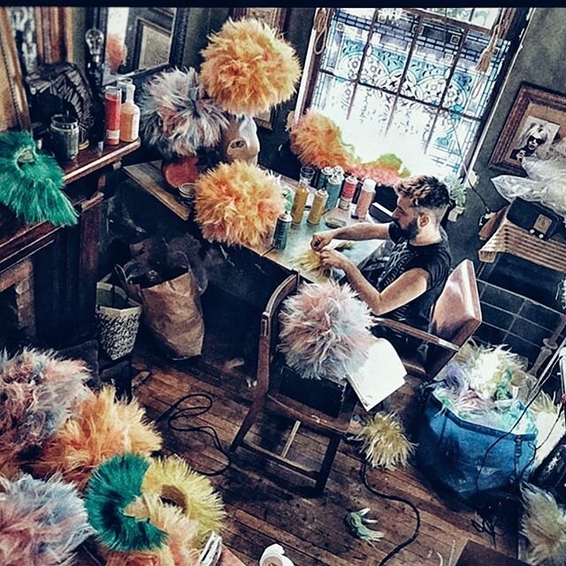 #bts at the old &ldquo;studio&rdquo; making wigs for @mcmworldwide . 2016ish like 500 wigs in a month cray cray #wigbar #wigmaker #wigs #mcm