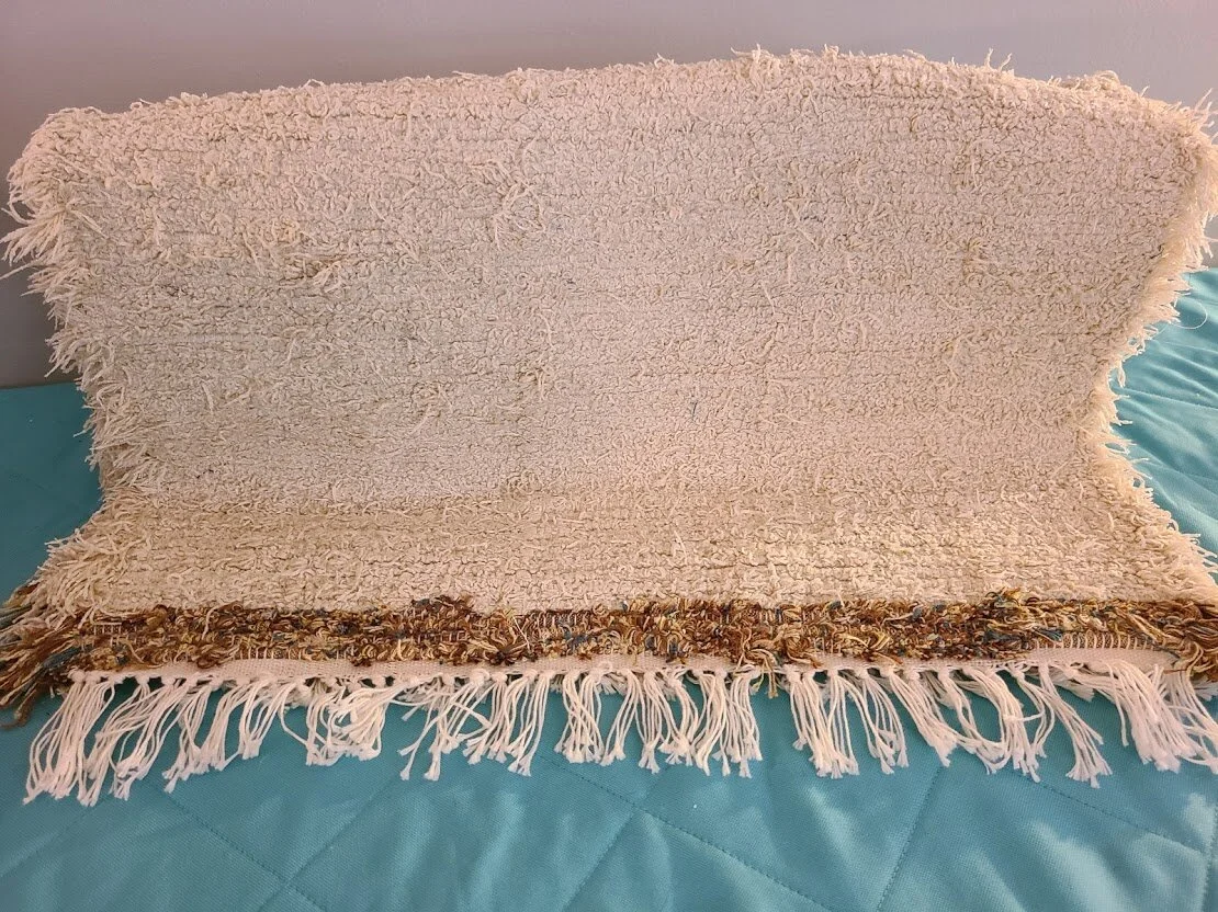 #20 Cream with brown trim Handmade Rug