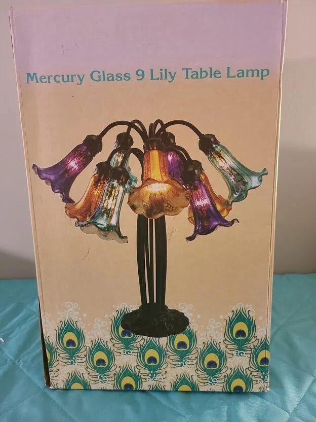 #43 Mercury Glass 9 Lily Table Lamp
