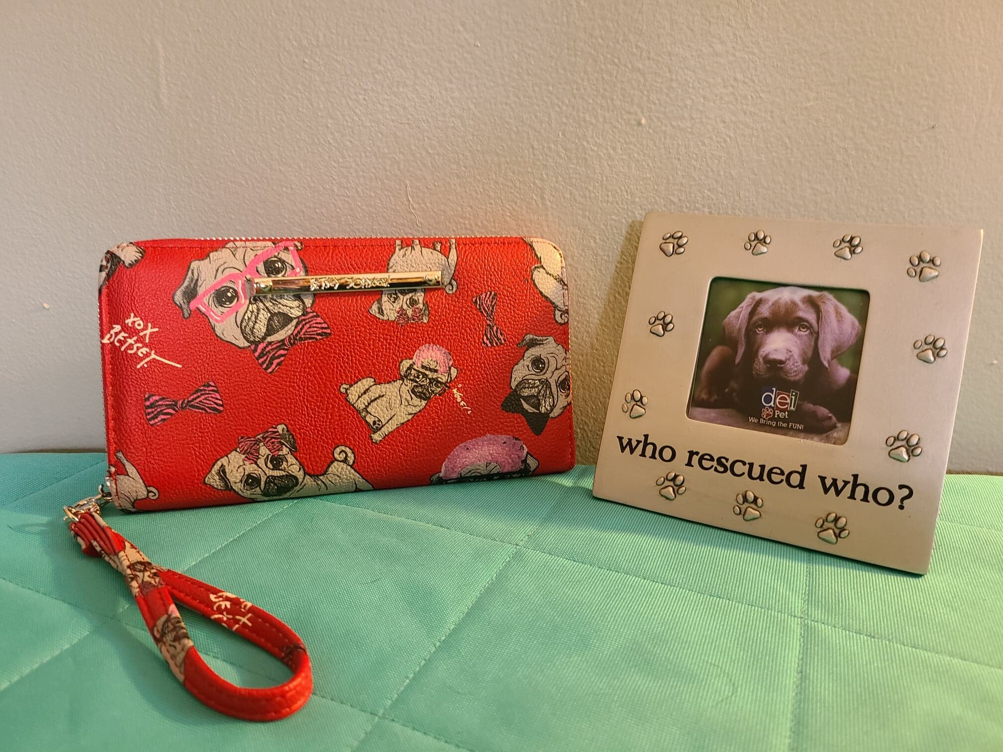 #87 Betsey Johnson Pug Wristlet and Frame