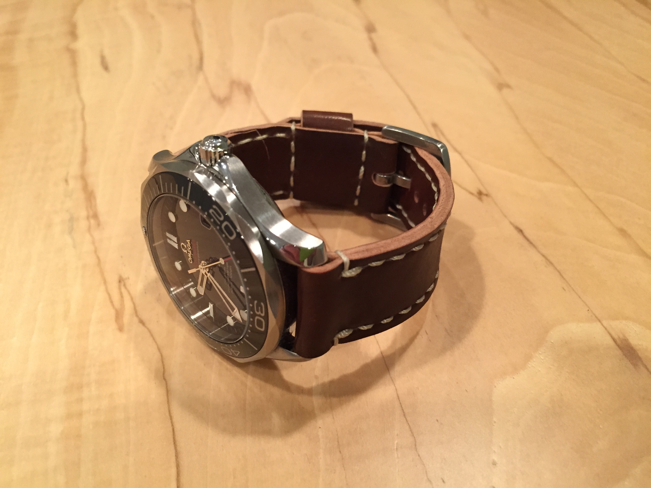 Arts & Crafts in Cognac shell on an Omega Seamaster.