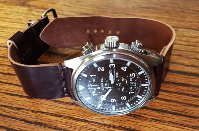 A Seiko military style chronograph on No. 8 two-piece.