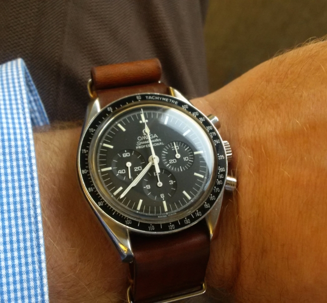 Another Speedy Pro on a MIL strap. This watch cannot be beat for looking good on any shell strap!