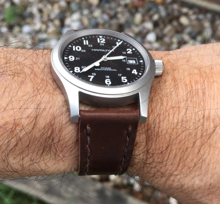 Hamilton Field Mechanical on a Cognac Arts & Crafts. Timeless.
