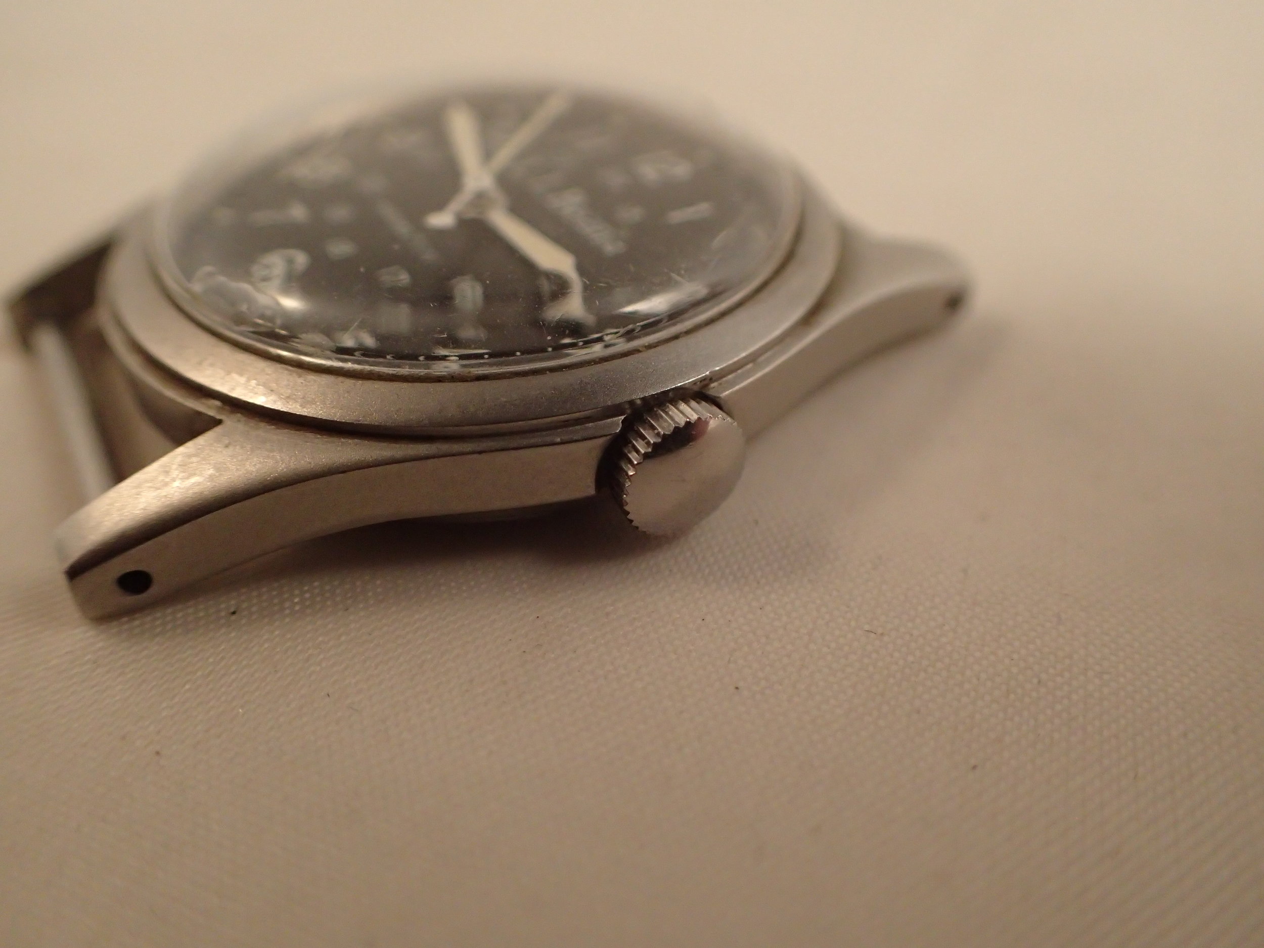 The Hamilton 9415 LL Bean Field Watch. Note the drilled lugs and thinner case. Crown can be signed or unsigned.