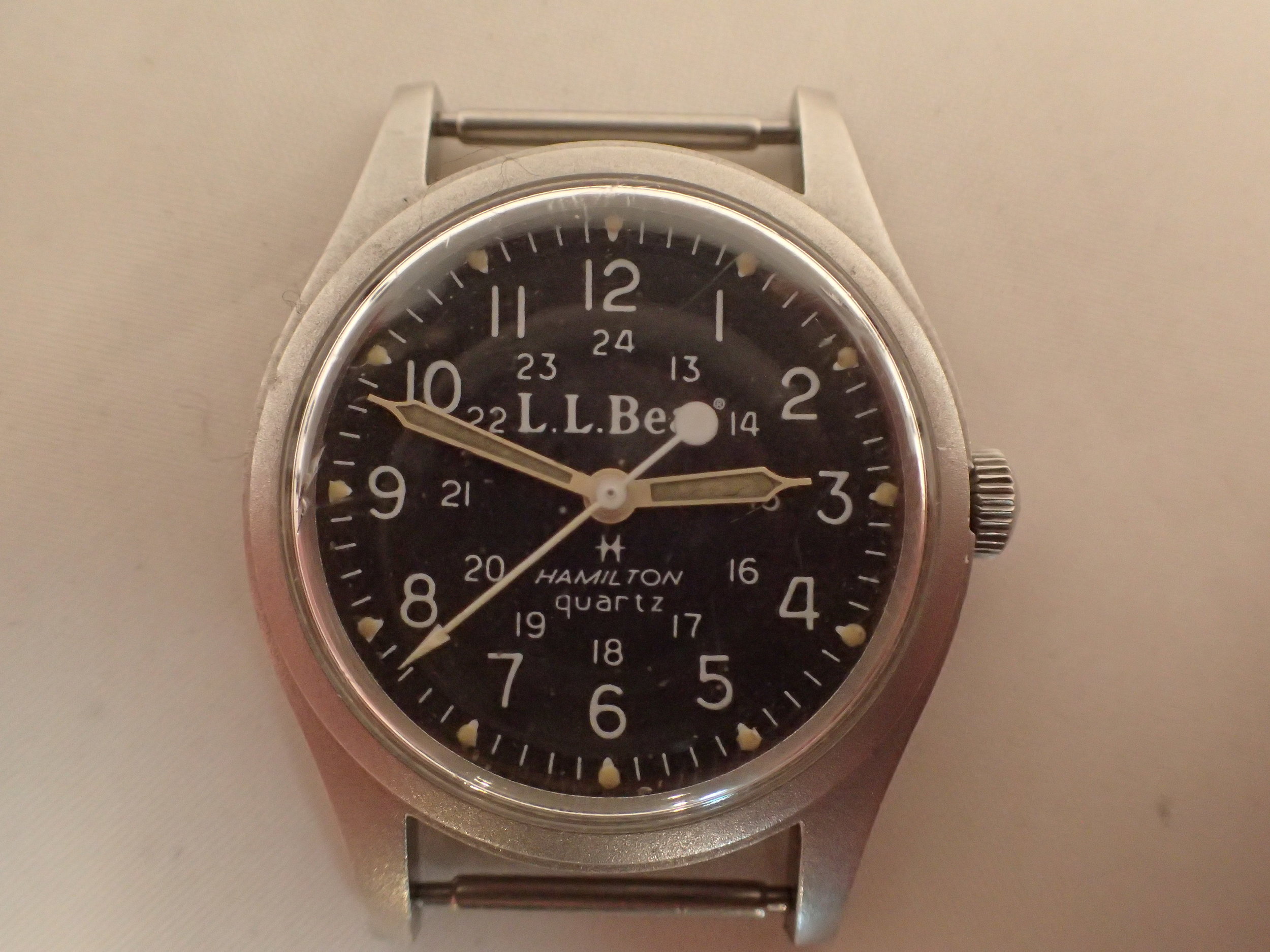 The Hamilton 9219 Quartz LL Bean Field Watch. Note the seconds hand's counter weight!