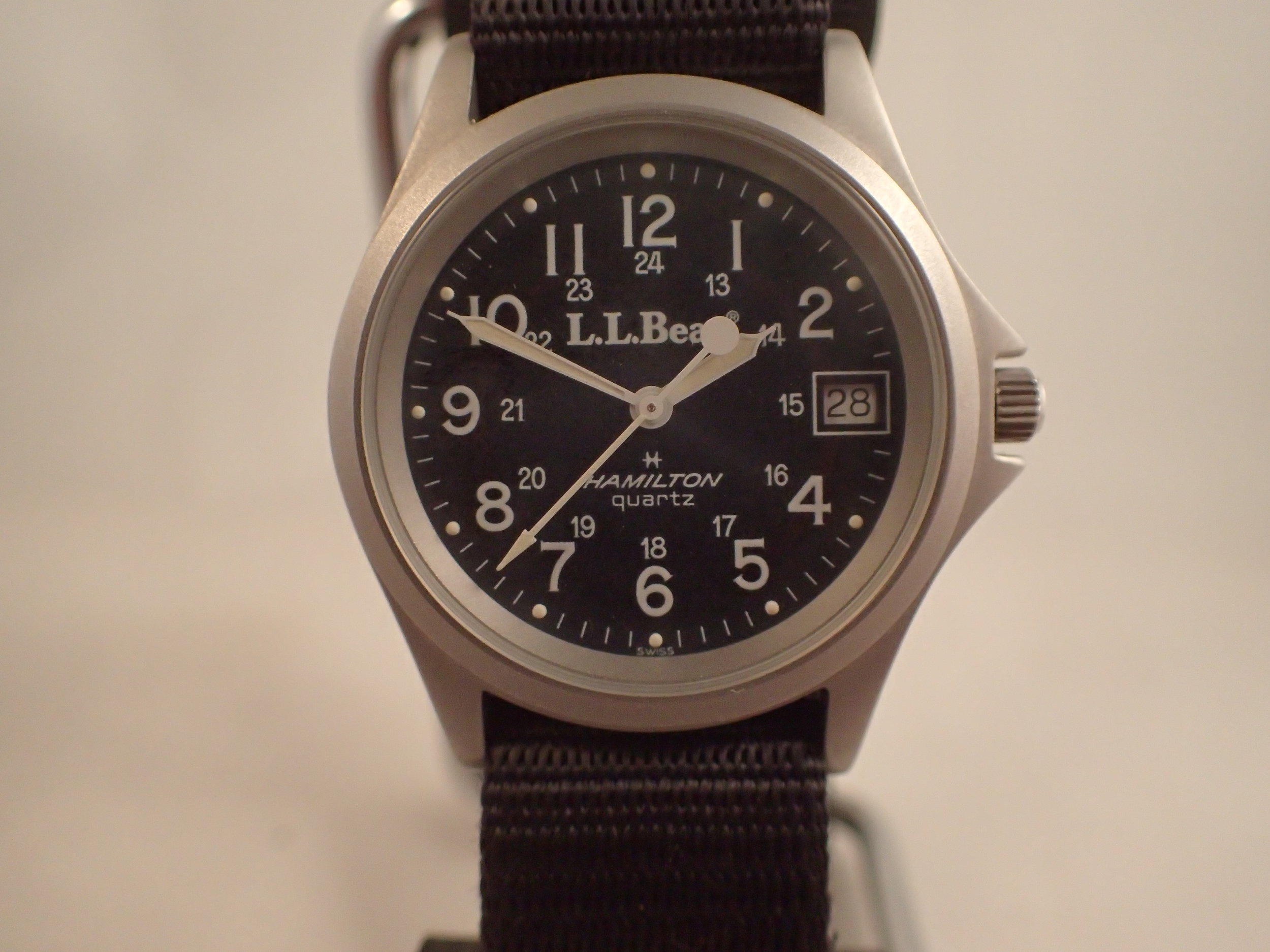 The Hamilton 9445 LL Bean Field Watch. Note the Swiss designation below 6.