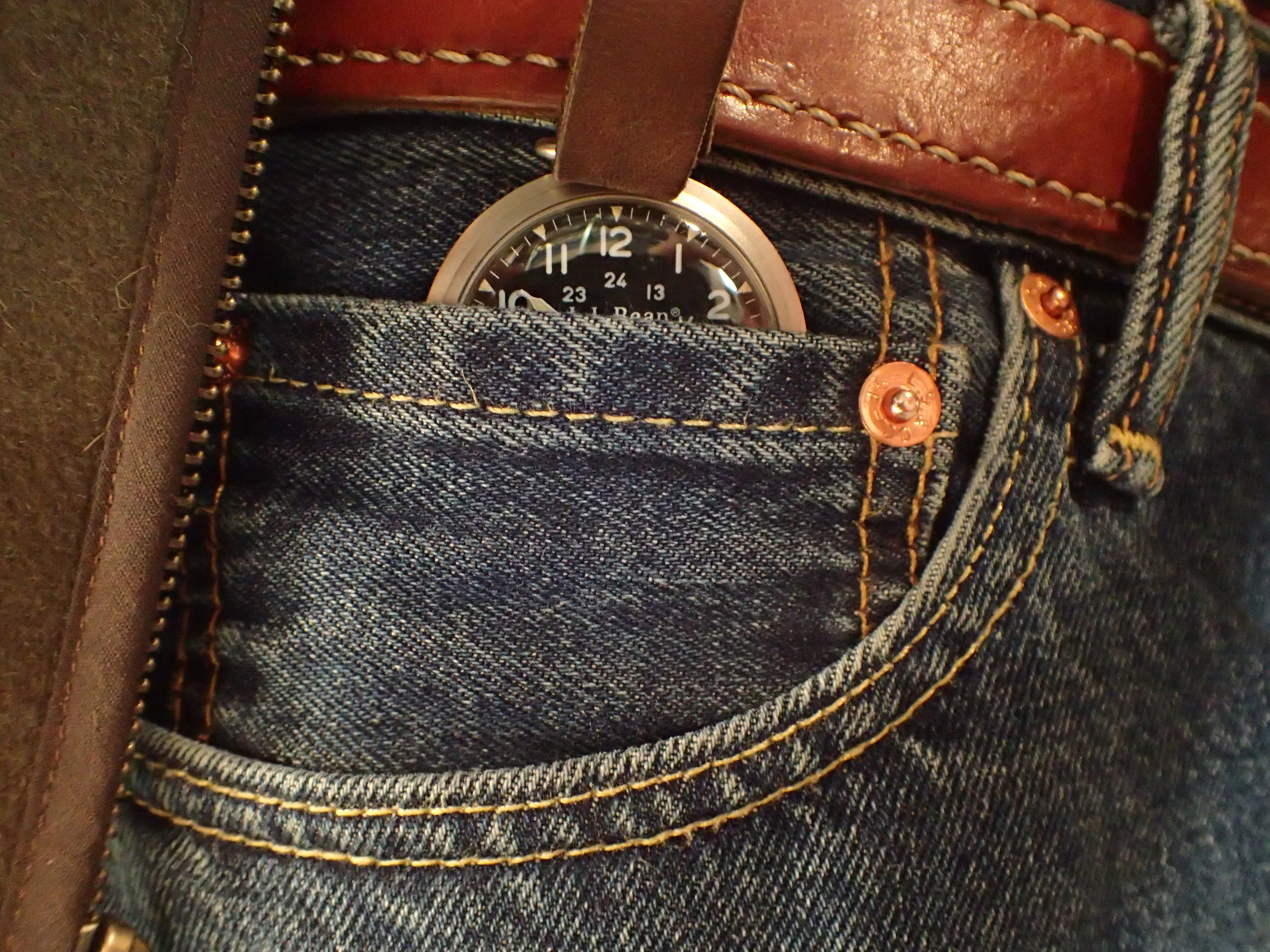 I suppose this is the way this was meant to be worn and used. I put my belt through the fob strap; not sure where the fob itself goes! :)