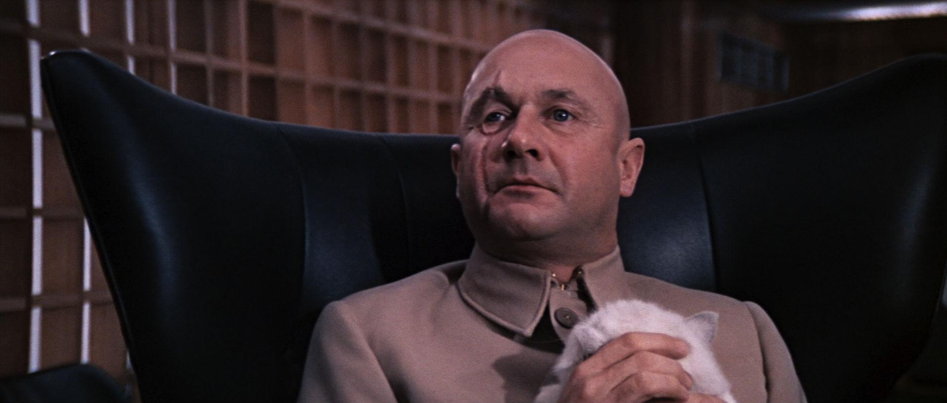 Donald Pleasence as Ernst Stavro Blofeld. "You only live twice, Mr. Bond."