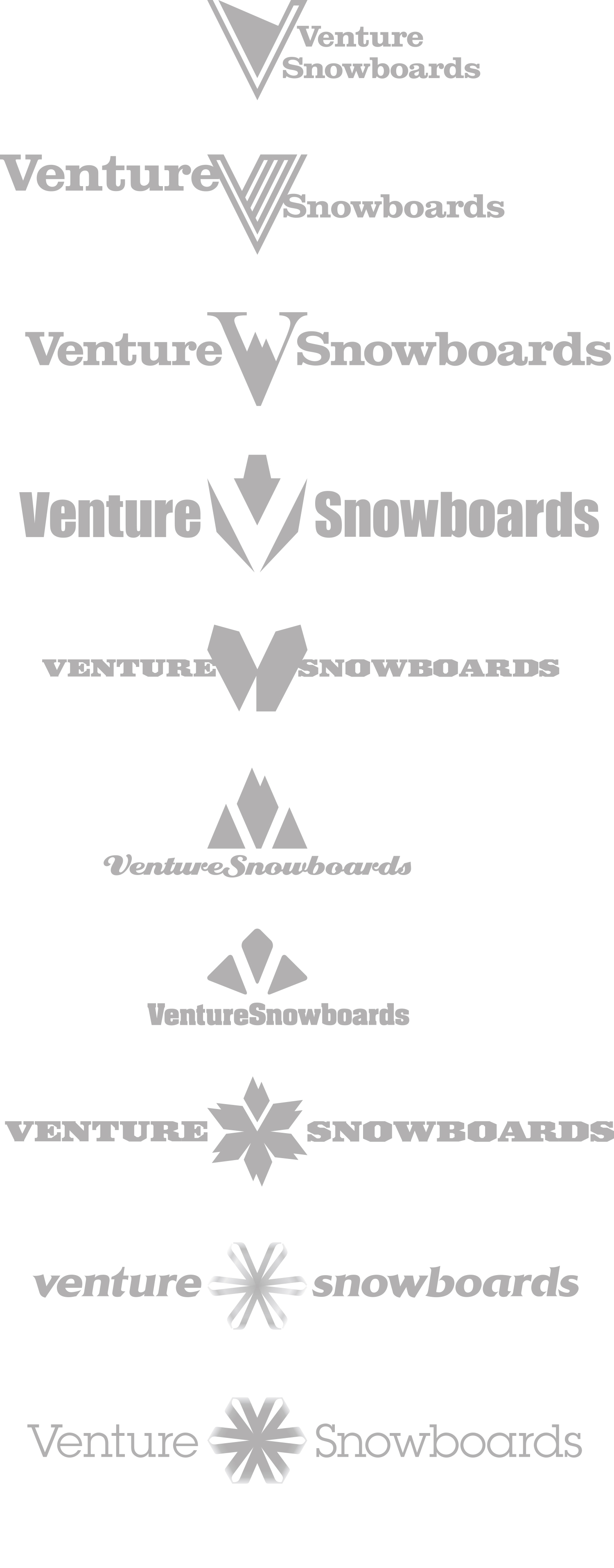 FEATURED WORK VENTURE SNOWBOARDS LOGO RESEARCH / DESIGN / DEVELOPMENT