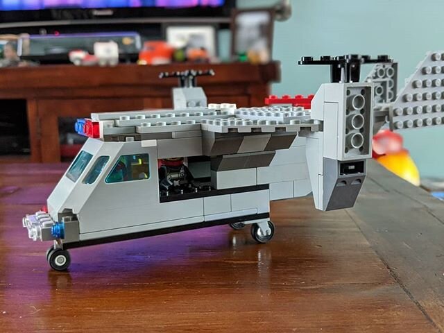 Evan asked for a Lego Rescue Osprey. Not too bad for no plans. #lego