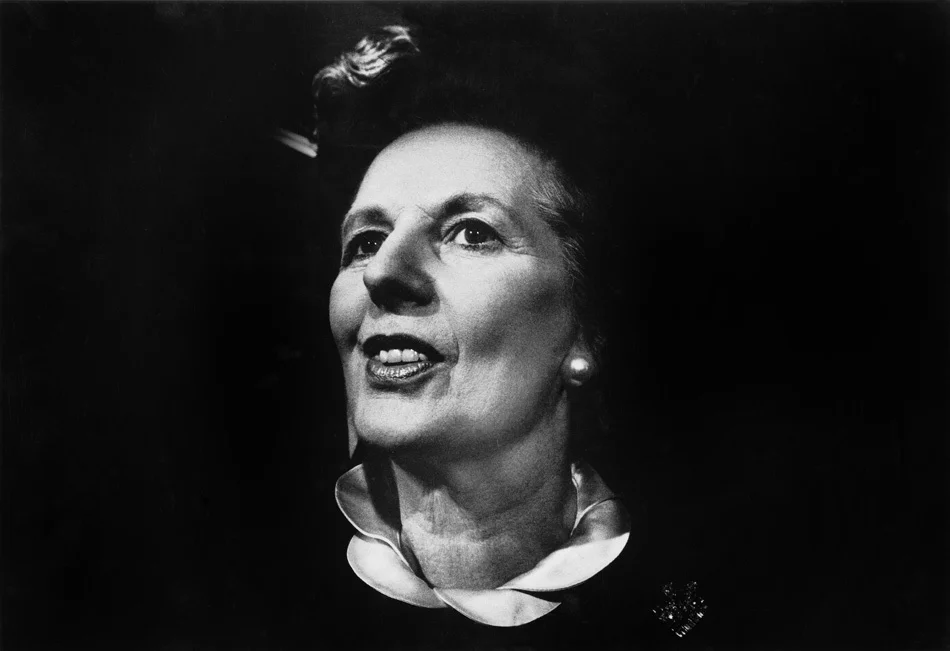 Prime Minister Margaret Thatcher attends the Blackfriars Foundry the day after Nigel Lawson resigned as Chancellor of the Exchequer. London, England. October 1989.