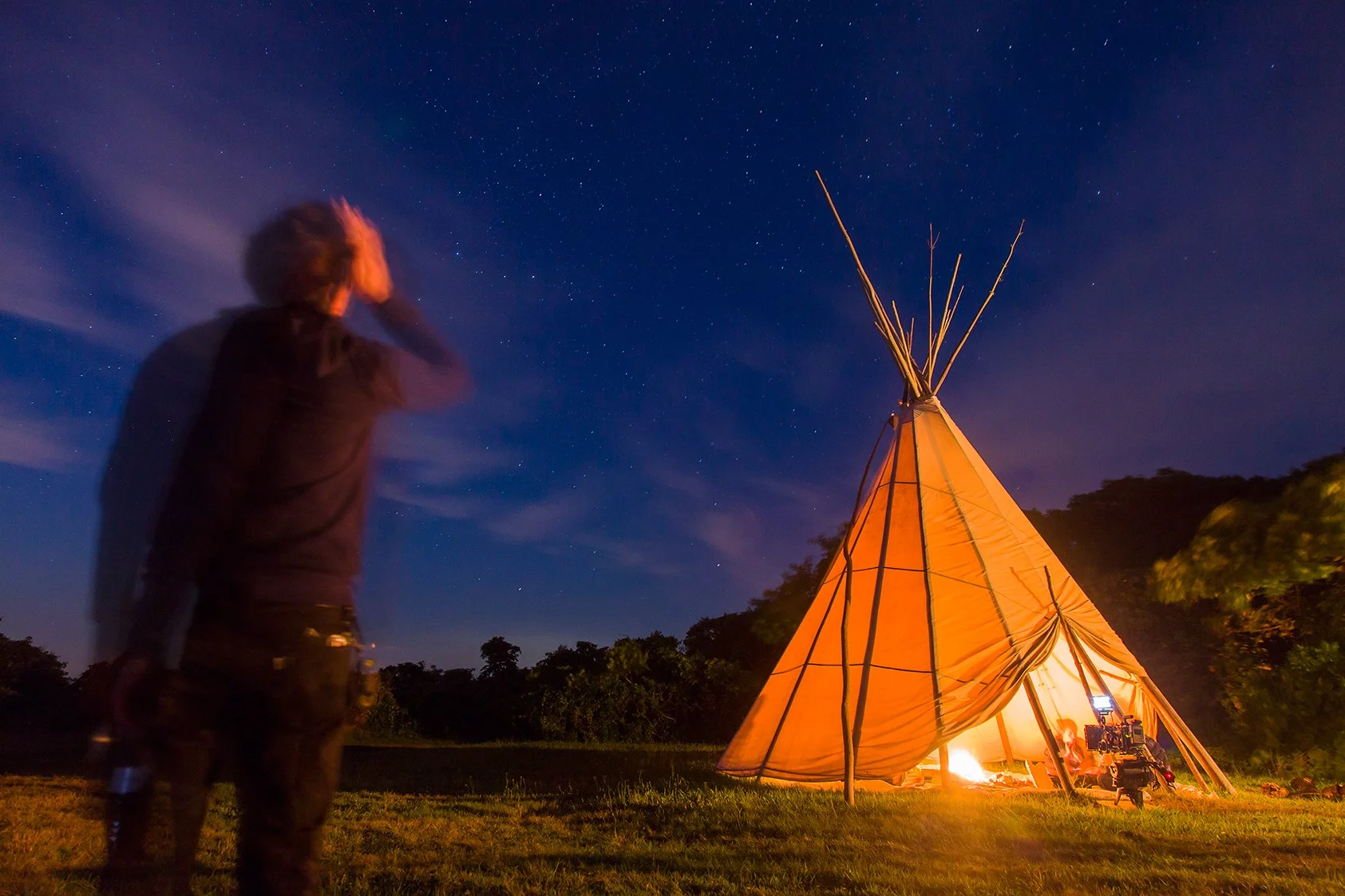 Filming in a Tee-pee