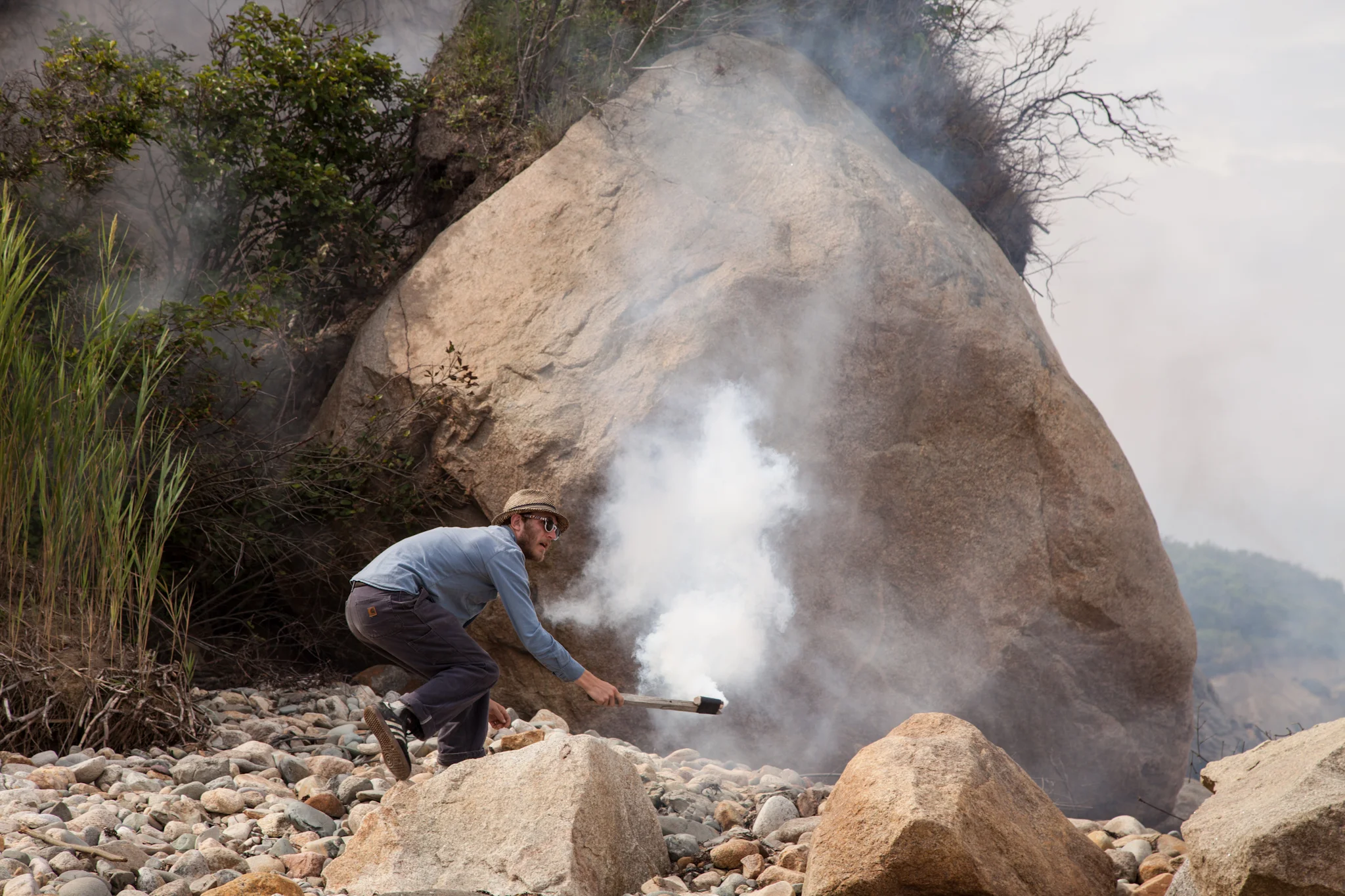 Zacharie On Set Making Smoke