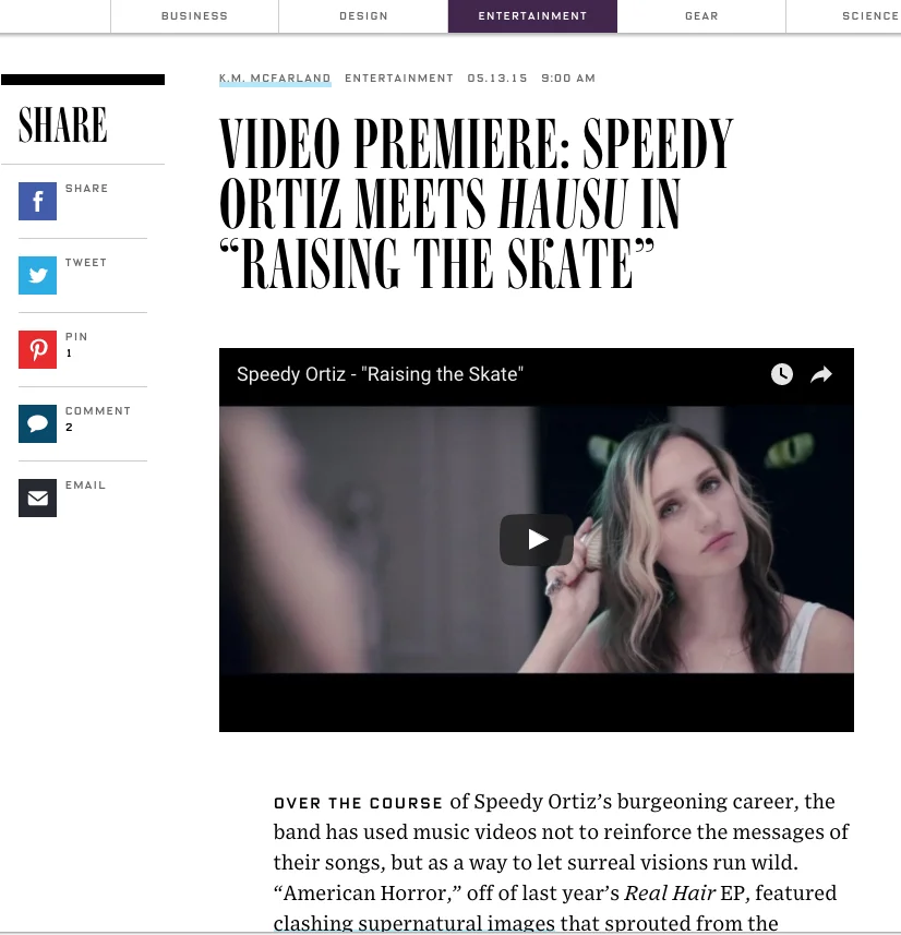 Speedy Ortiz Raising the Skate Music Video