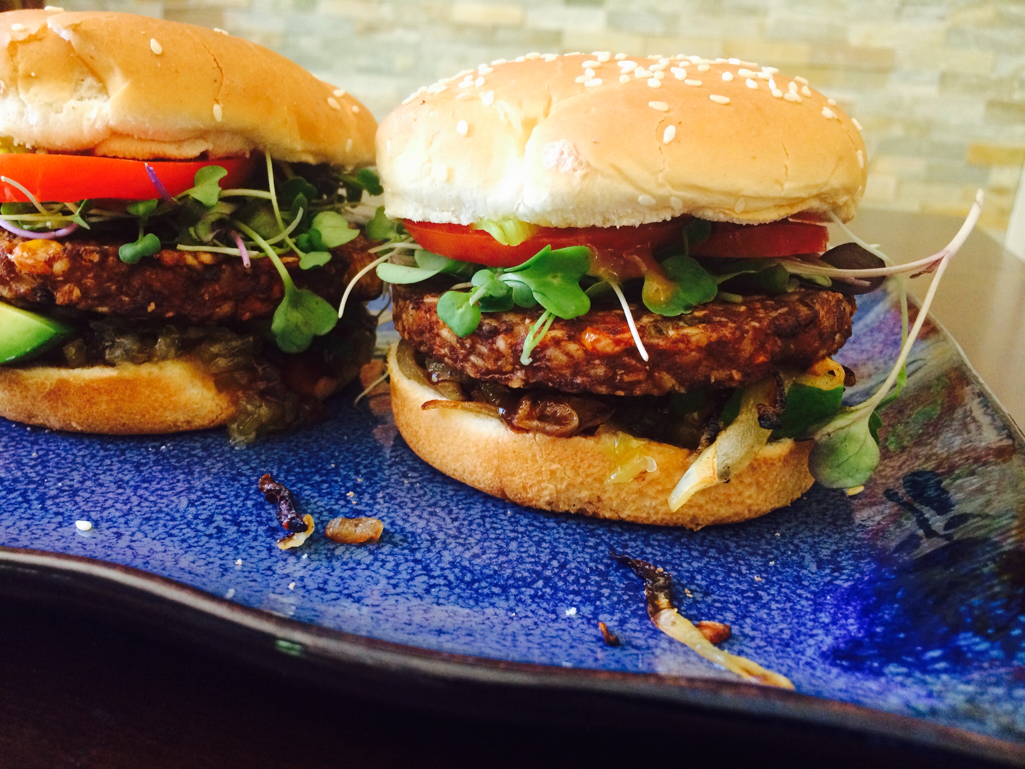 Brown Rice and Kale Burger with Microgreens