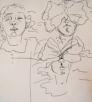 Beginning composition idea. Guess I wanted to know what the girl behind the butterfly looked like.