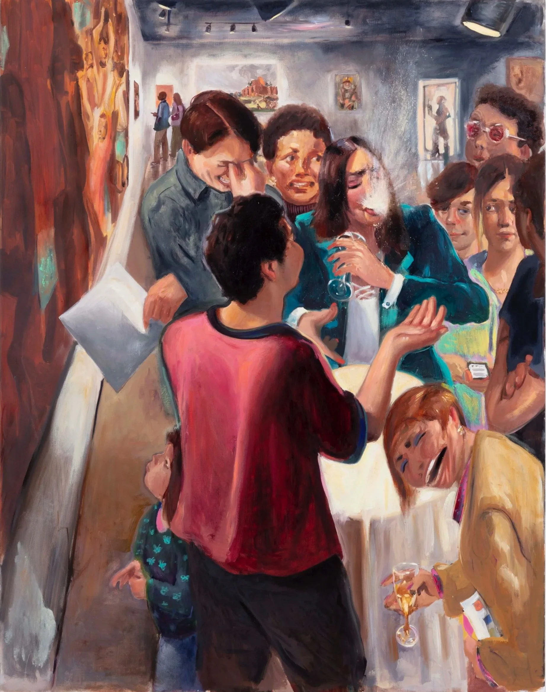 "Tough Crowd", 2021, oil on linen, 63 x 49.25 in. 