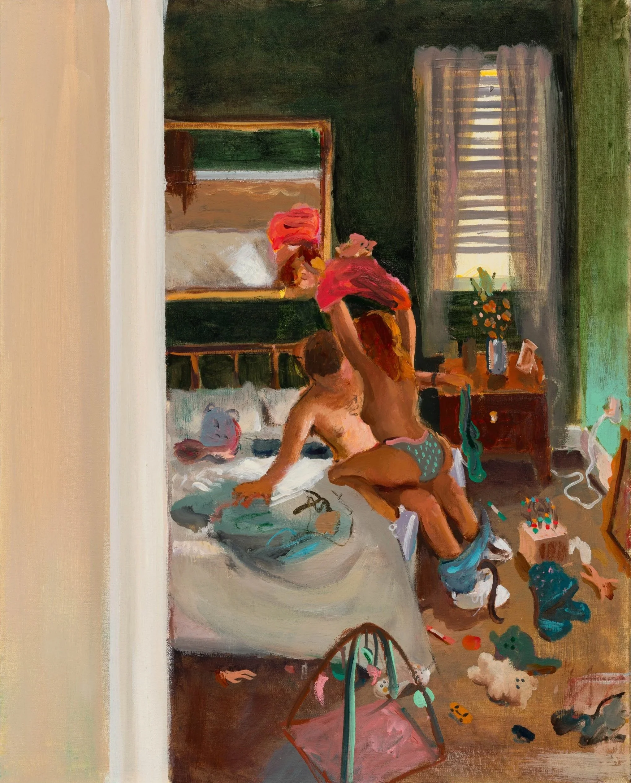 "Reaction Time", 2024, oil on linen, 20 x 16 in. 