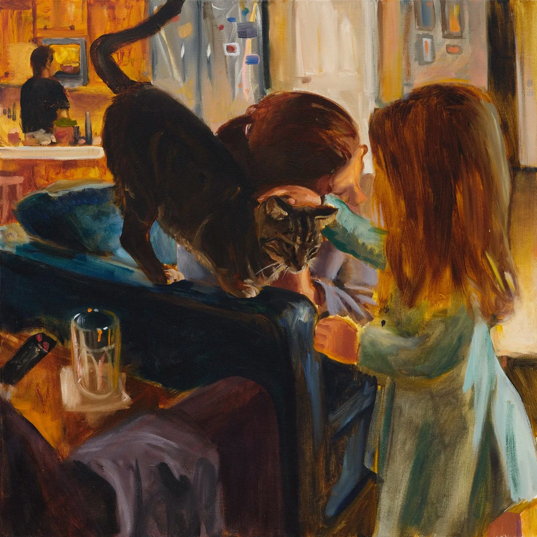 "Comfort Cat", oil on canvas, 30 x 30 in.