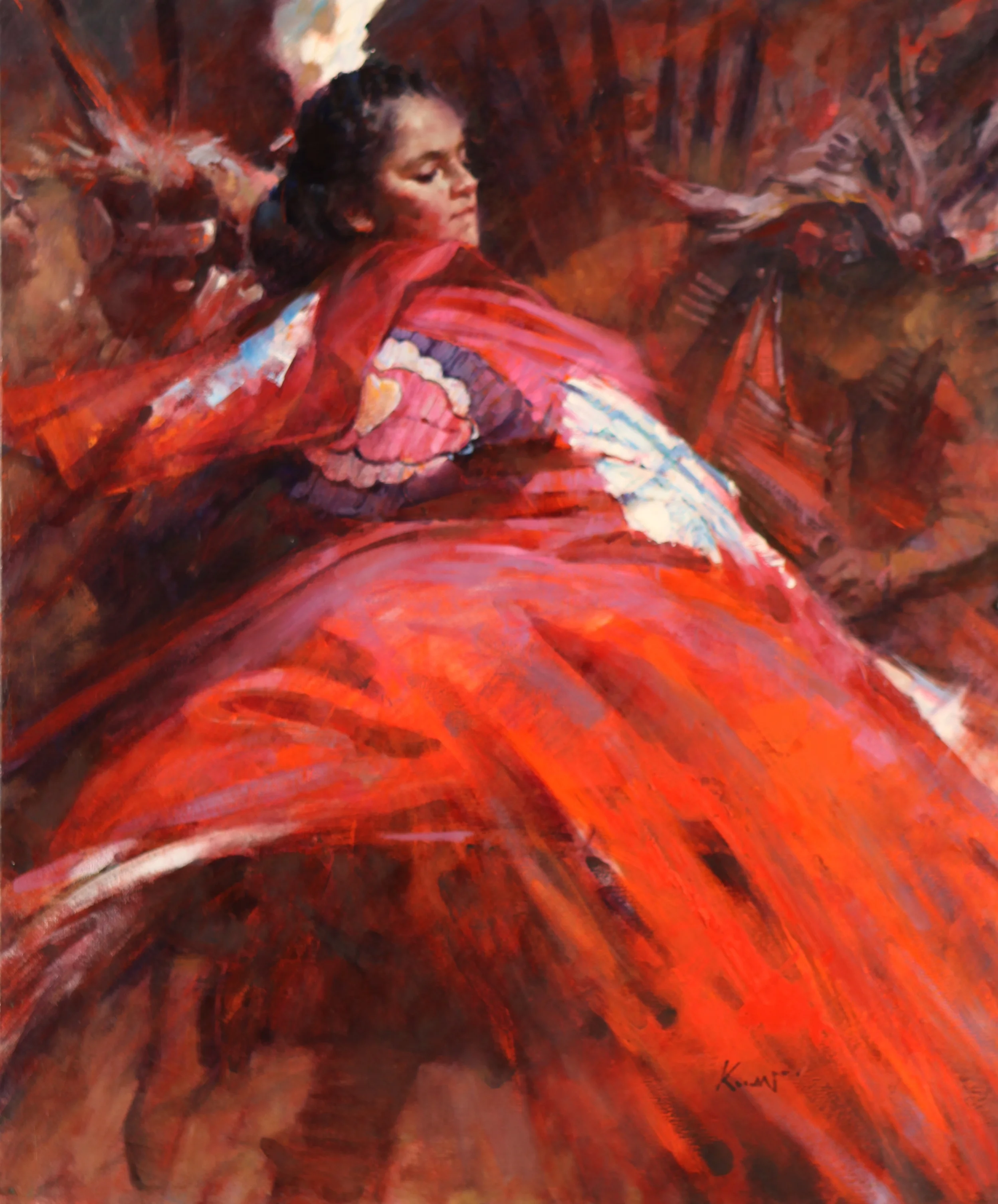 Red Cape, 2009, Victoria, B.C. Oil on Canvas, 24 x 20 inches.