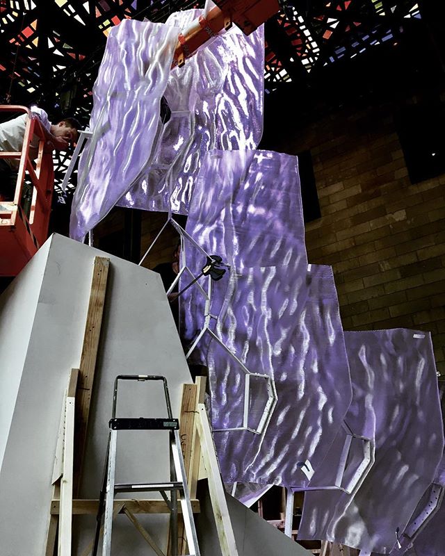 Installing the 3D printed panels for Floe at the #NGV #rmitarchitecture #studiorolandsnooks