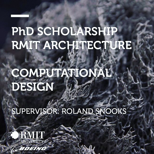 I'm excited to announce 2 fully funded PhD scholarships (computation and robotics) are open for applications at RMIT Architecture.

link in bio and more details below:

Two PhD scholarships are available for candidates to undertake research in genera