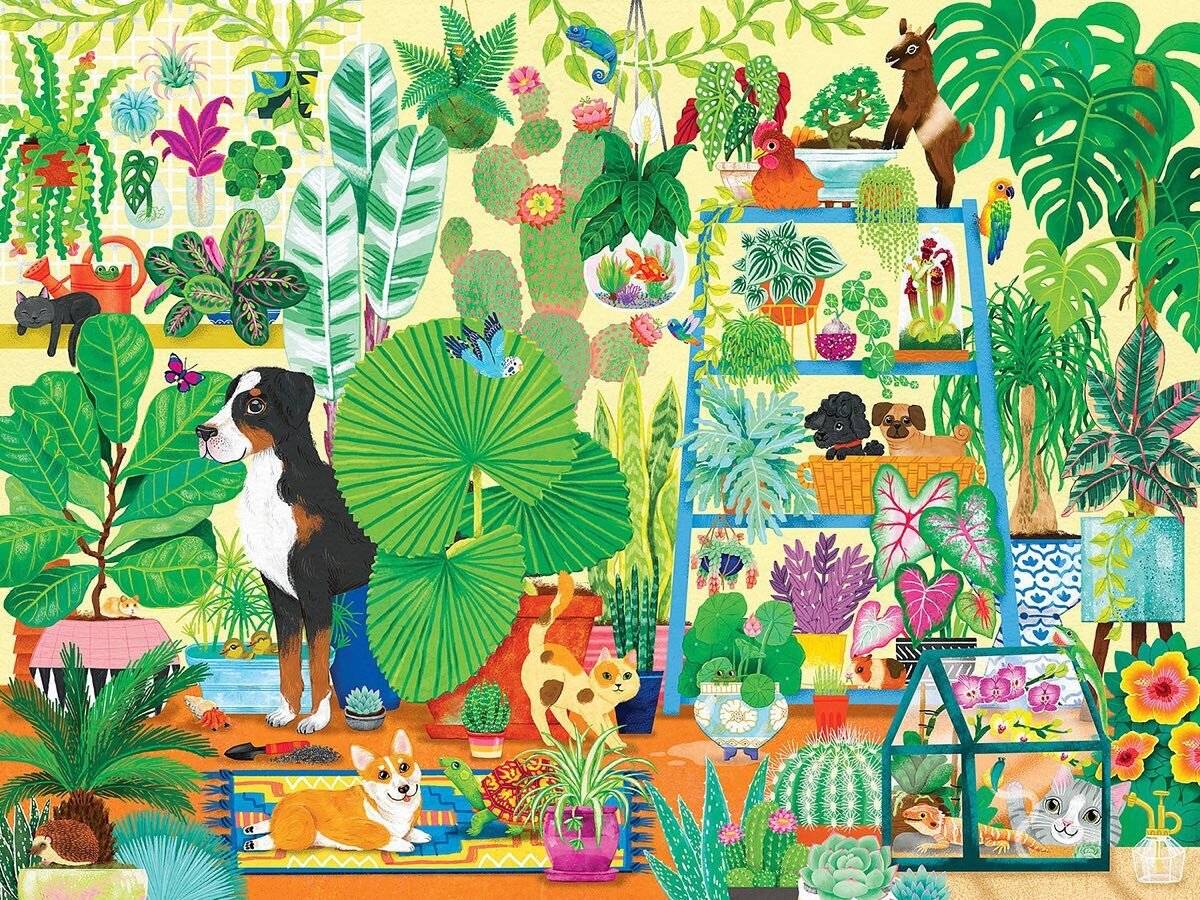 Who else is obsessed with plants and pets? I might have this many plants but I wish I had this many pets&hellip; 🐈🐕&zwj;🦺🐐
You can piece together this planty puzzle from @crocodilecreektoys. #illustration #illustrationartist #illustrationdaily #h