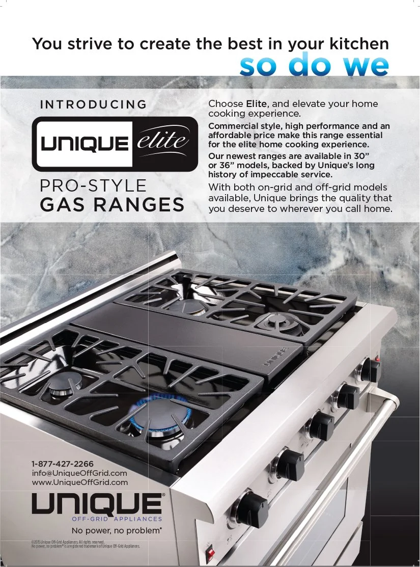  CLIENT: Unique Off-Grid Appliances  PROJECT: Copywriting and design for a new range of off-grid propane-powered luxury ranges, to be featured in several off-grid living publications. 