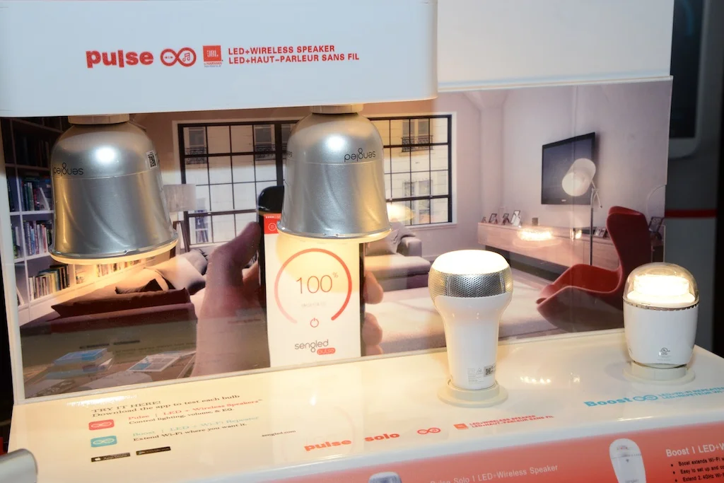 These LED bulbs by Sengled that we spotted at the Internationaal Builders Show can also be a speaker, security camera or wifi device!