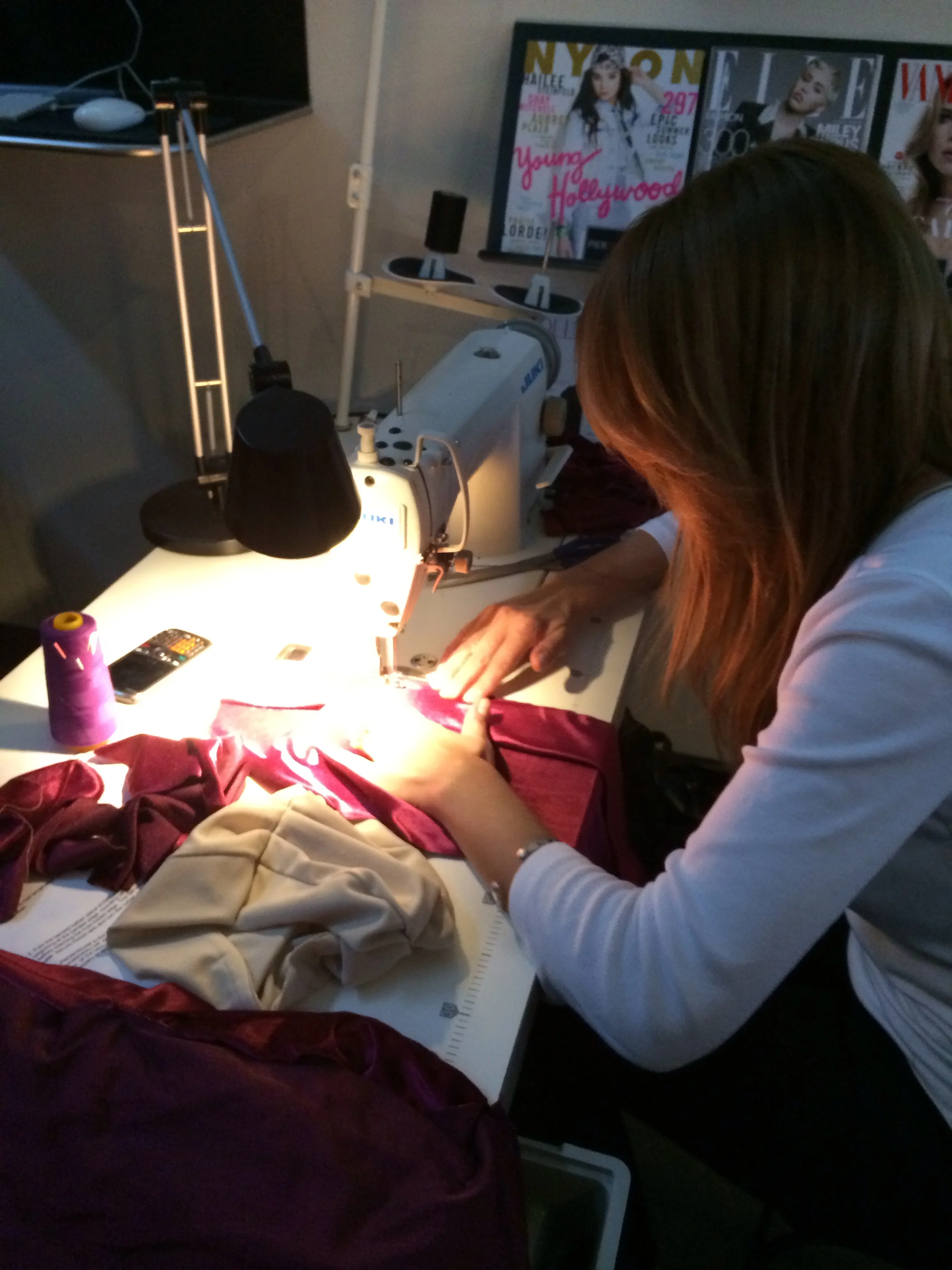 Seamstresses on-site making turbans with different fabrics!