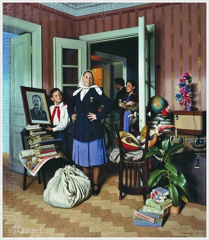 A. Laktionov - Verhuizing naar een nieuwe woning (1952)