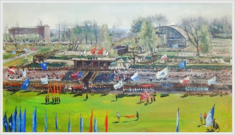 Wedstrijden in het Dinamostadion. (jaren vijftig)